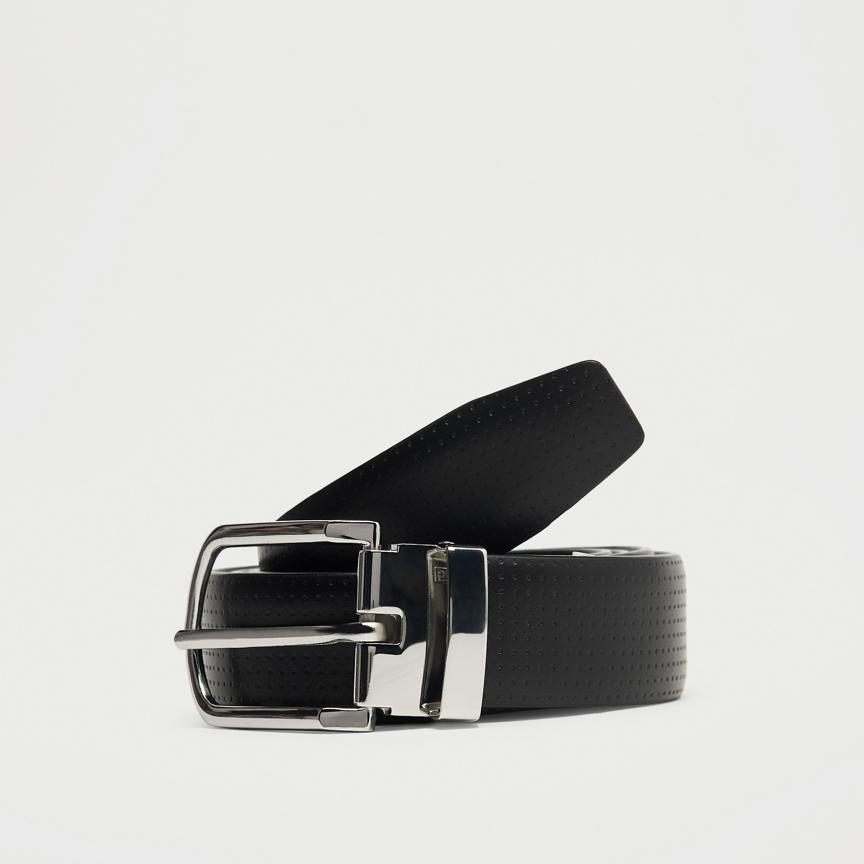 حزام جلد بارز الملمس بإبزيم إغلاق بدبوس-men-beltsandwallets-belts-image-4