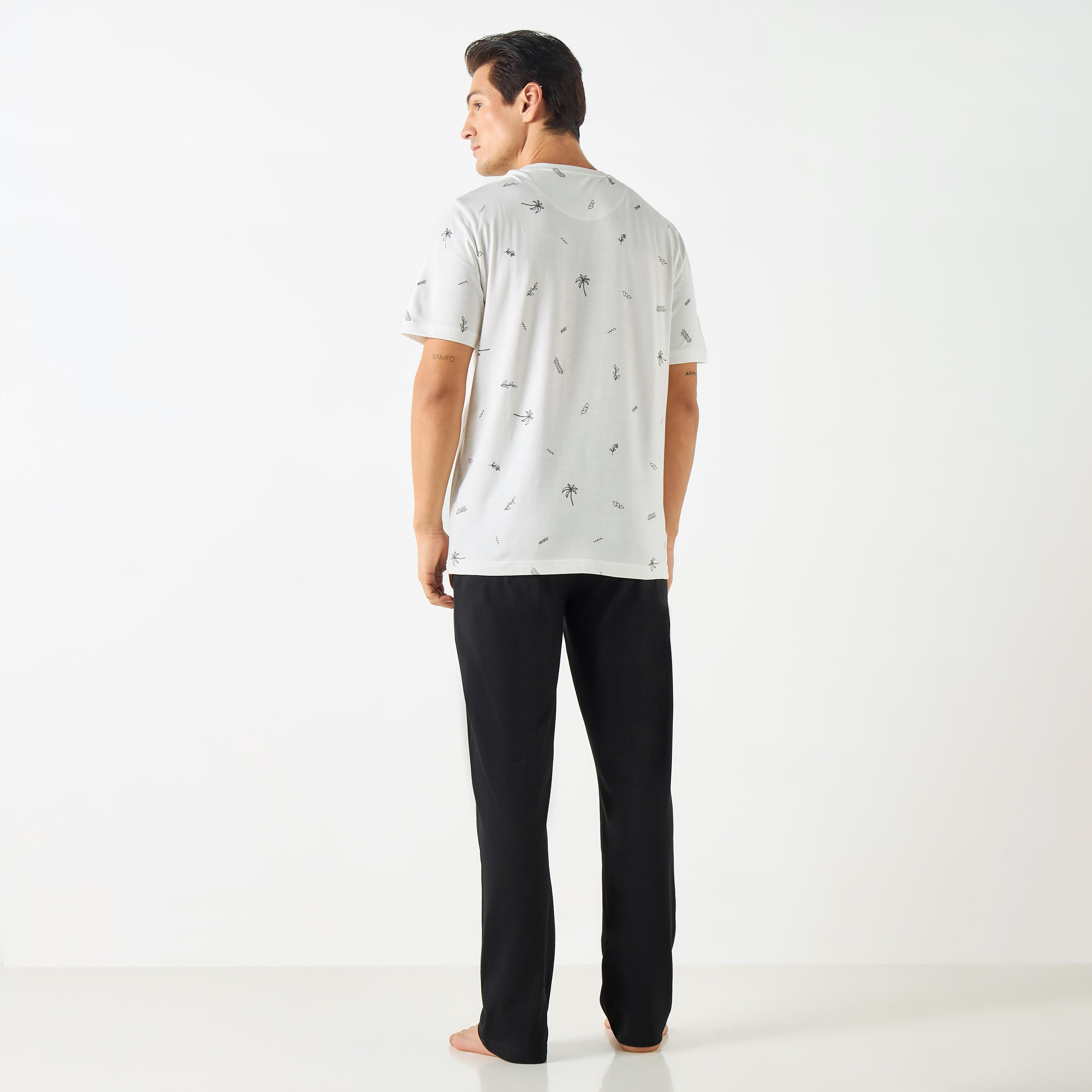 Printed Crew Neck T-shirt and Track Pants Set-men-clothing-nightwear-sets-image-4