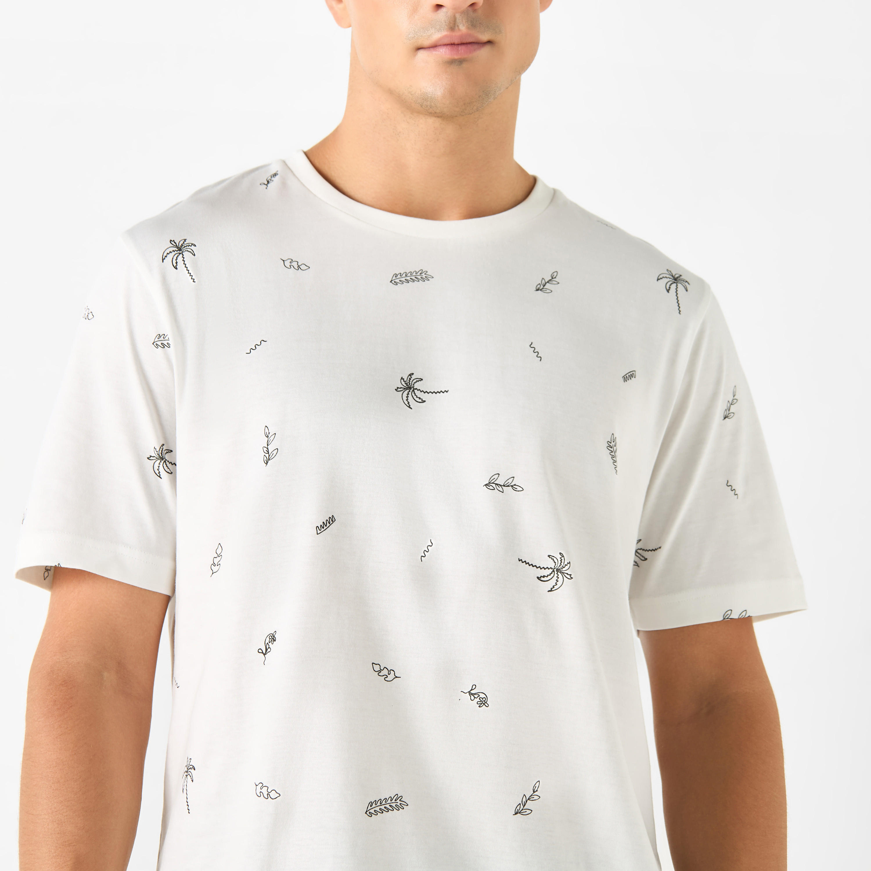 Printed Crew Neck T-shirt and Track Pants Set-men-clothing-nightwear-sets-image-5