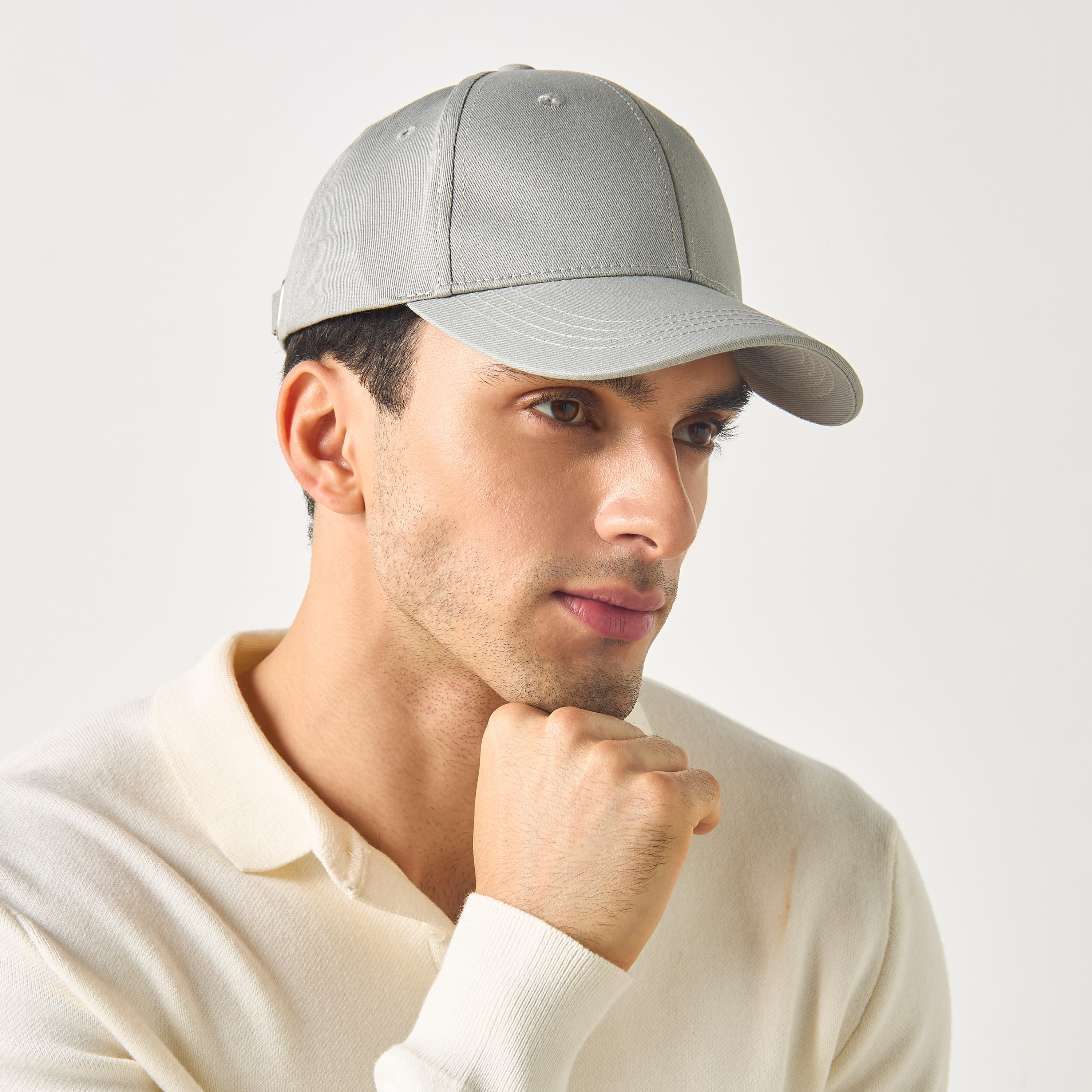 Panelled Cap with Buckled Strap Closure-men-caps-image-2