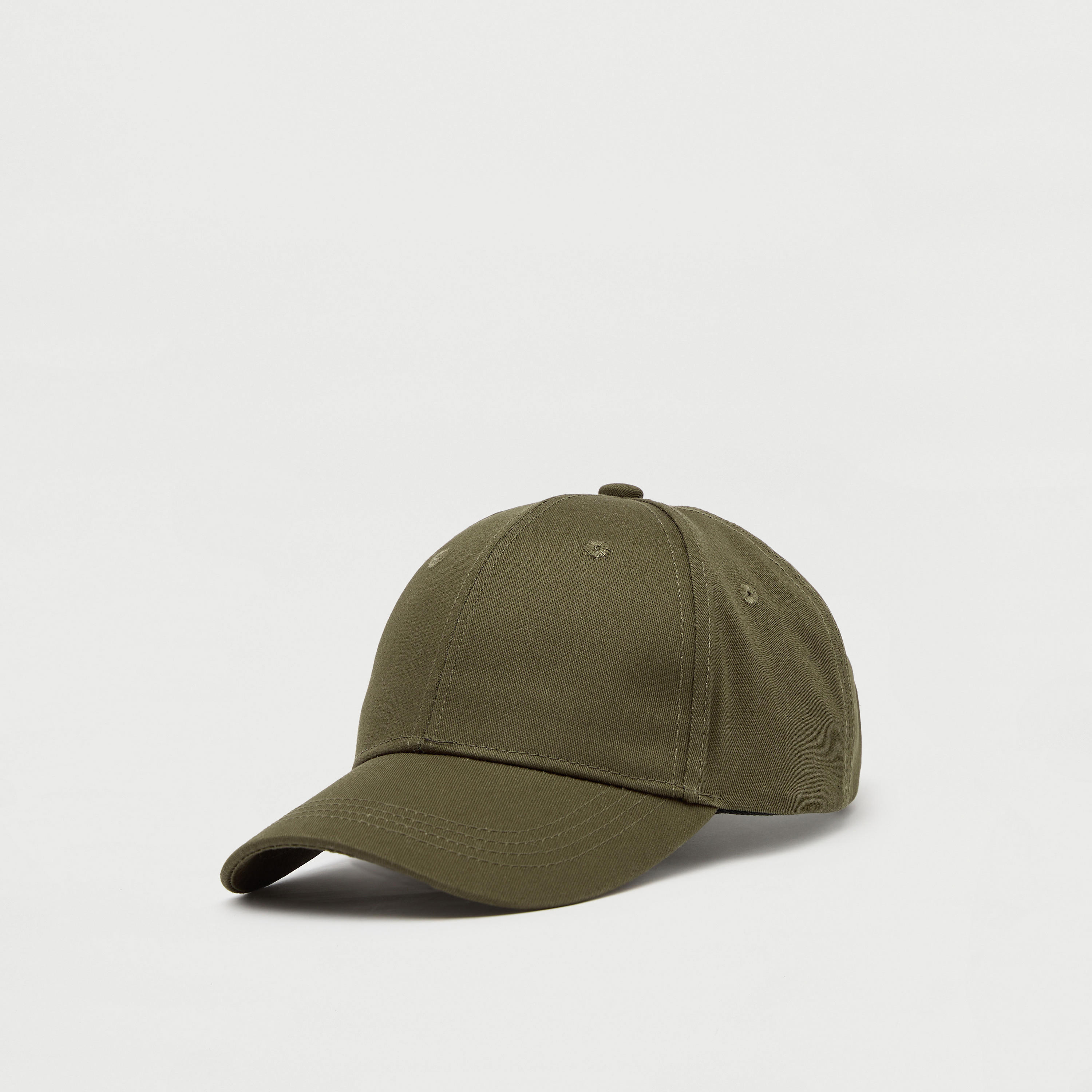Stitch Detail Cap with Strap Back Buckle Closure-men-caps-image-1