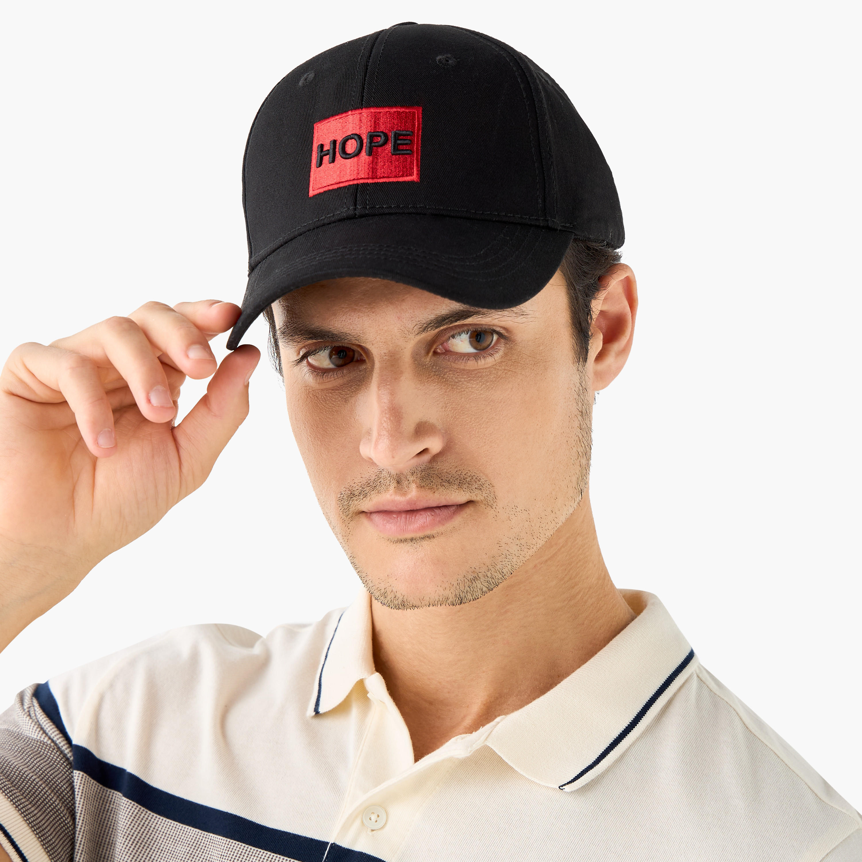 Embroidered Cap with Buckled Strap Closure-men-caps-image-2