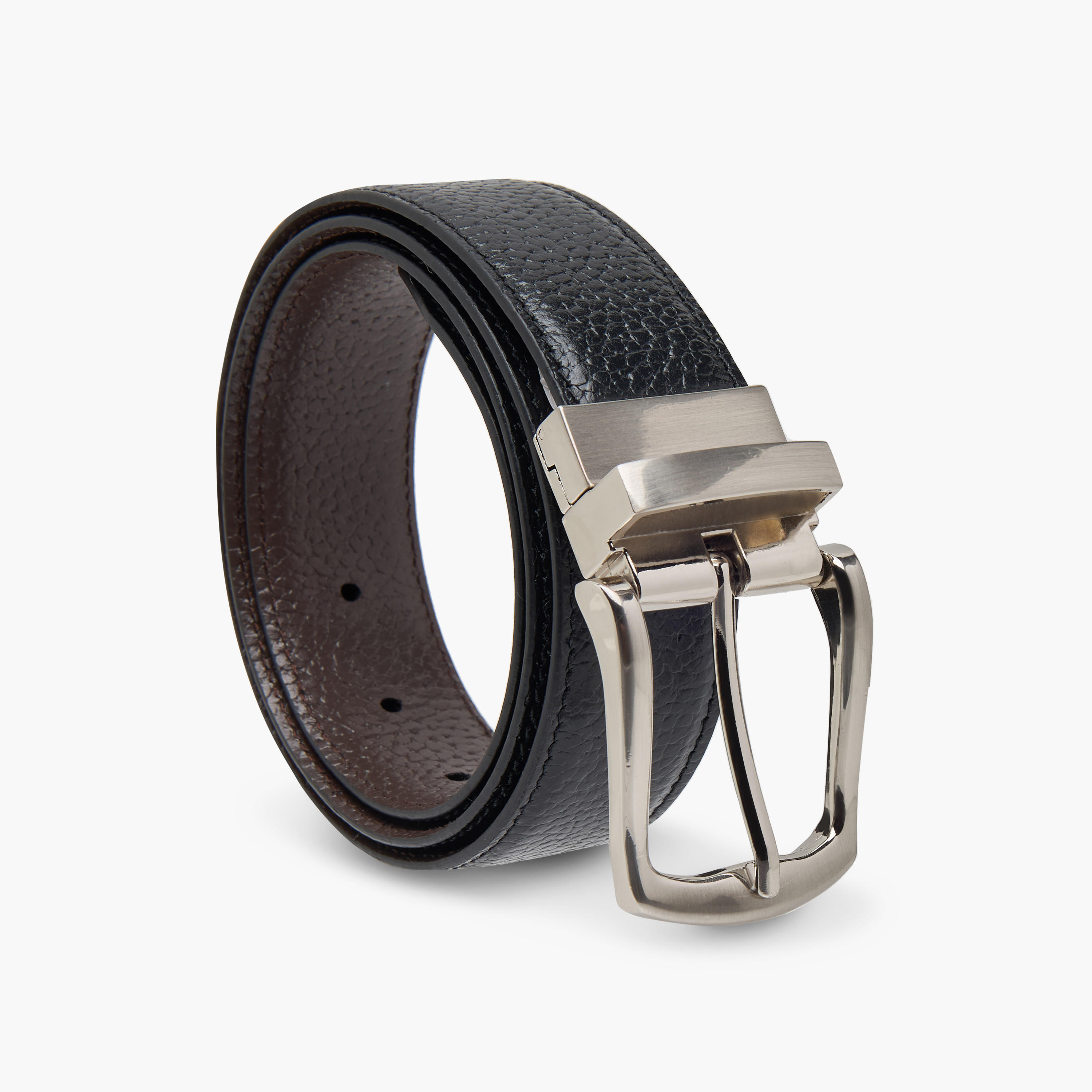 حزام جلد بارز الملمس على الوجهين بإبزيم بدبوس إغلاق-men-beltsandwallets-belts-image-7
