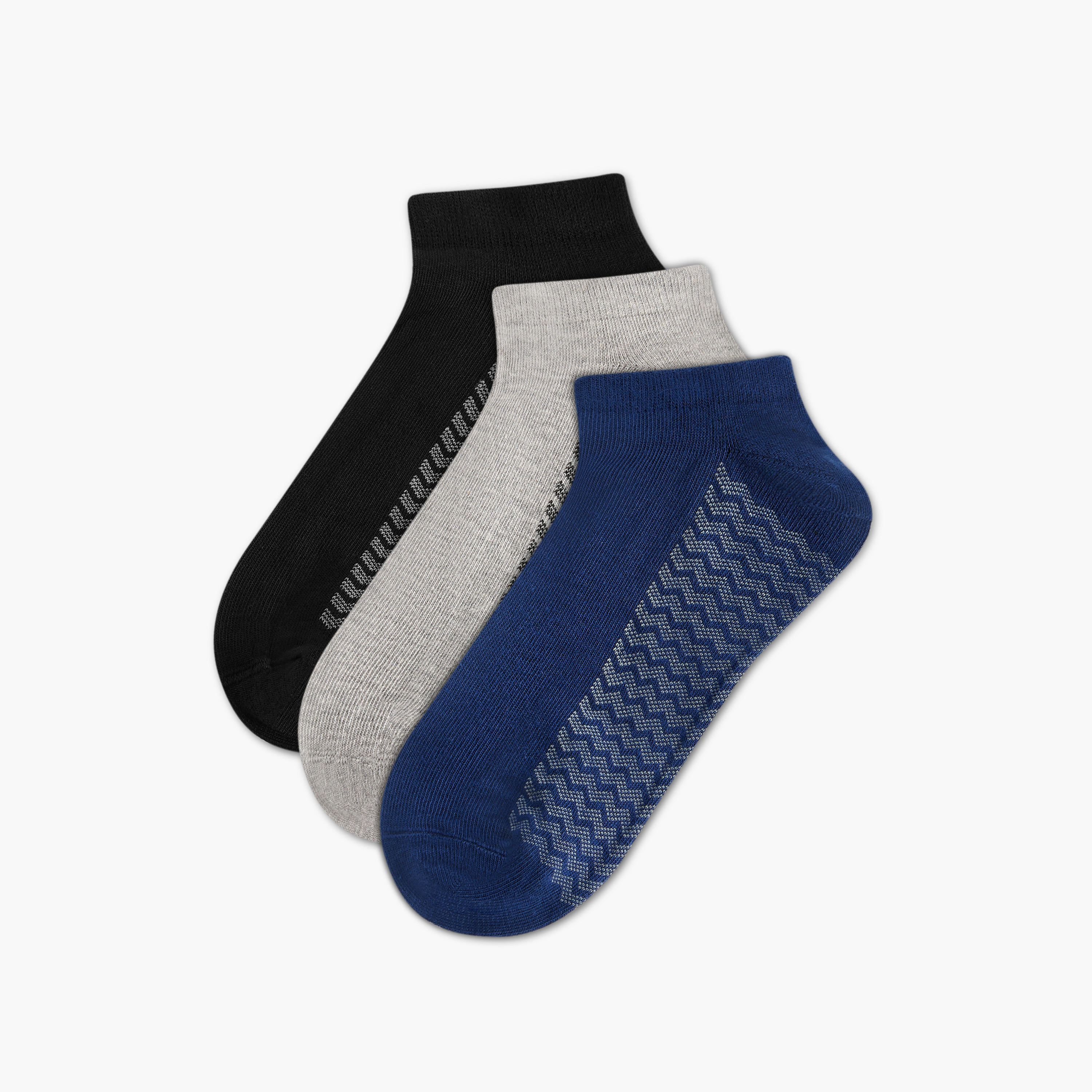 طقم جوارب بارزة الملمس 3 أزواج غير وبرية بطول الكاحل-men-socks-image-1