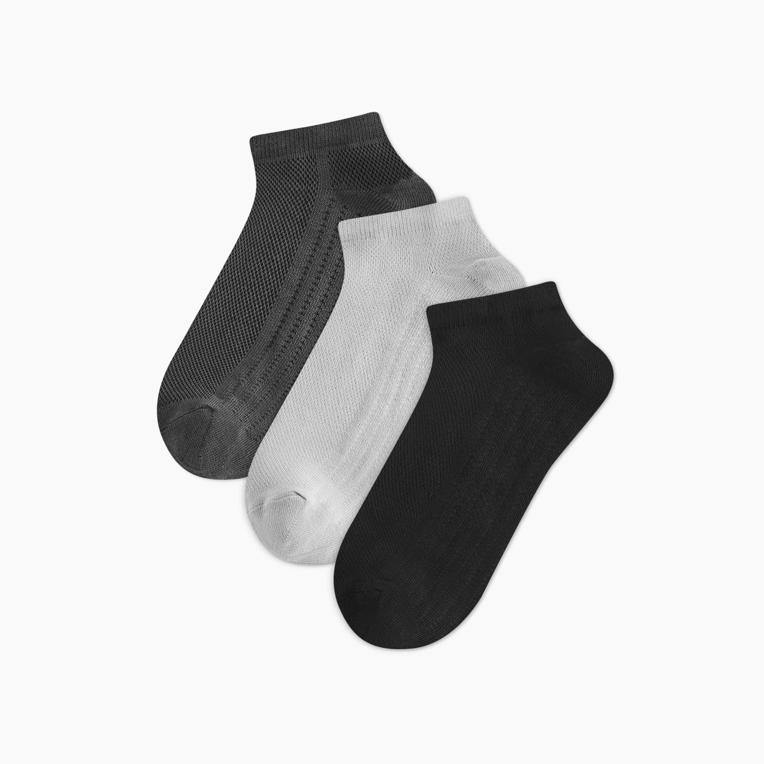 طقم جوارب غير تيري بطول الكاحل 3 أزواج بارزة الملمس-men-socks-image-1