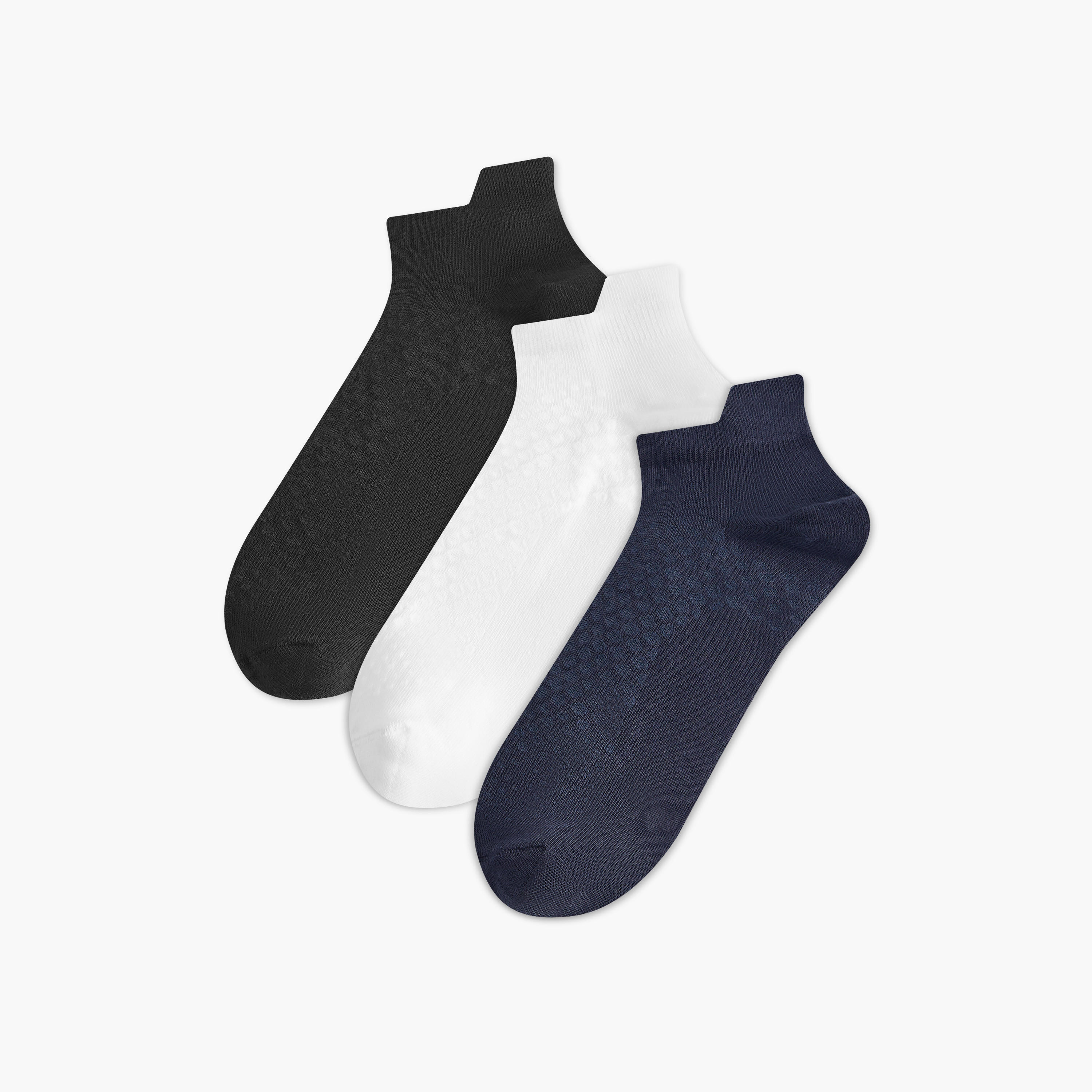 طقم جوارب 3 أزواج بارزة الملمس بطول الكاحل-men-socks-image-1