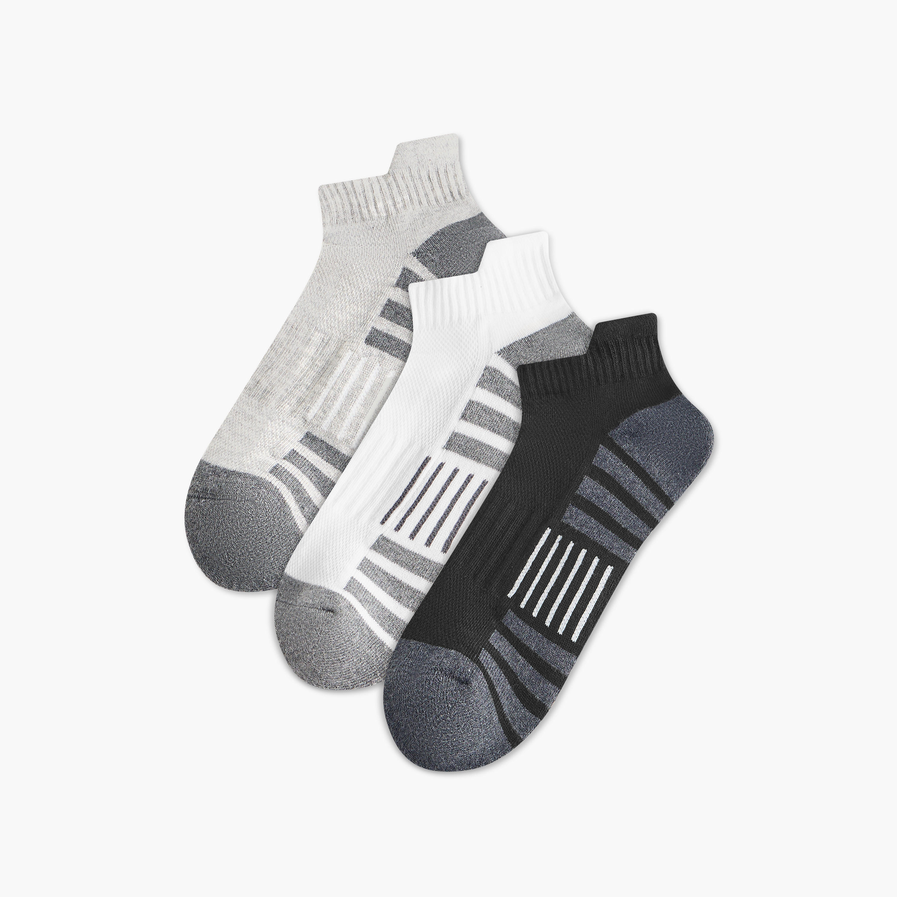 طقم جوارب 3 أزواج نصف تيري بطول الكاحل وطبعات-men-socks-image-1