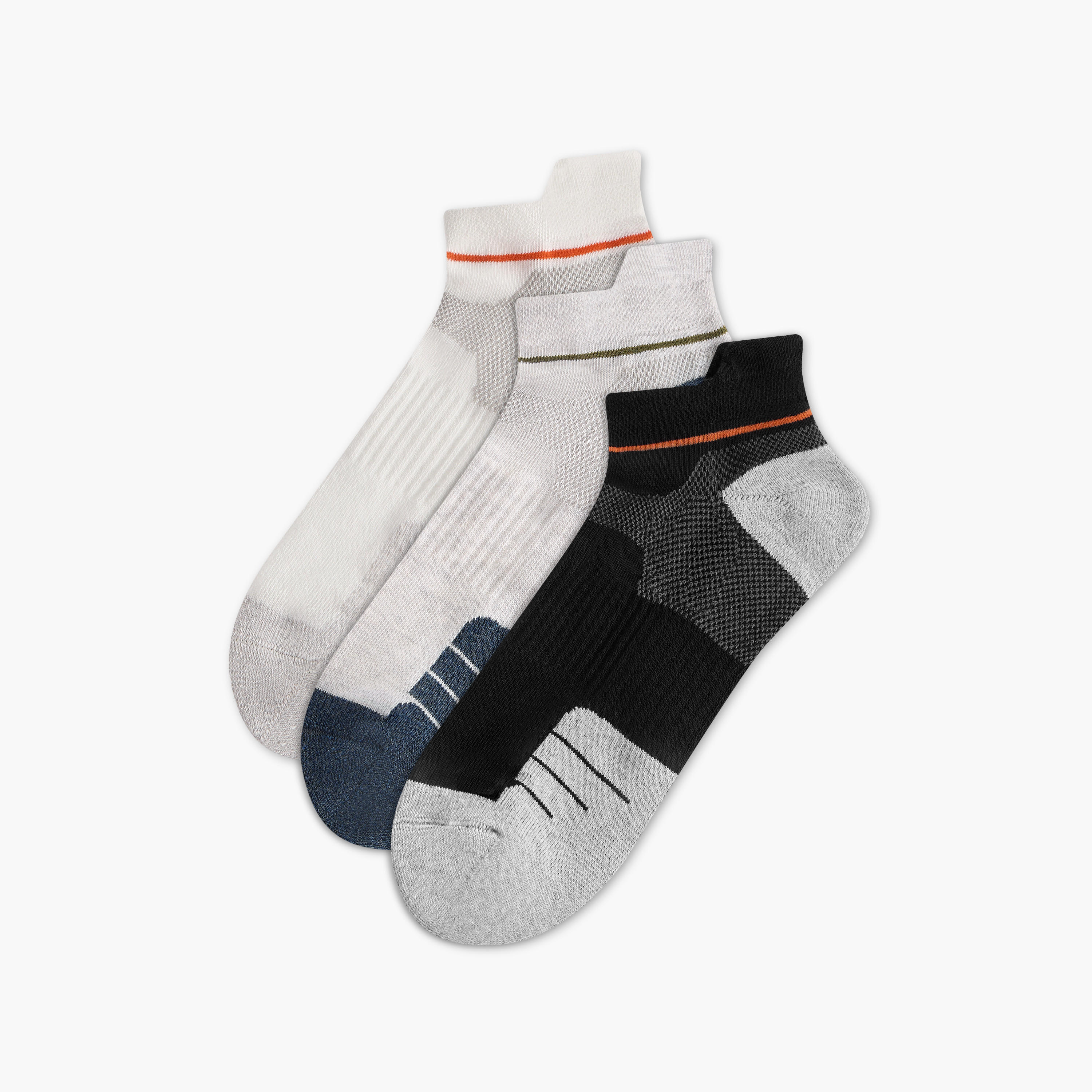 طقم جوارب 3 أزواج صف تيري بطول الكاحل وقوالب ملونة-men-socks-image-1