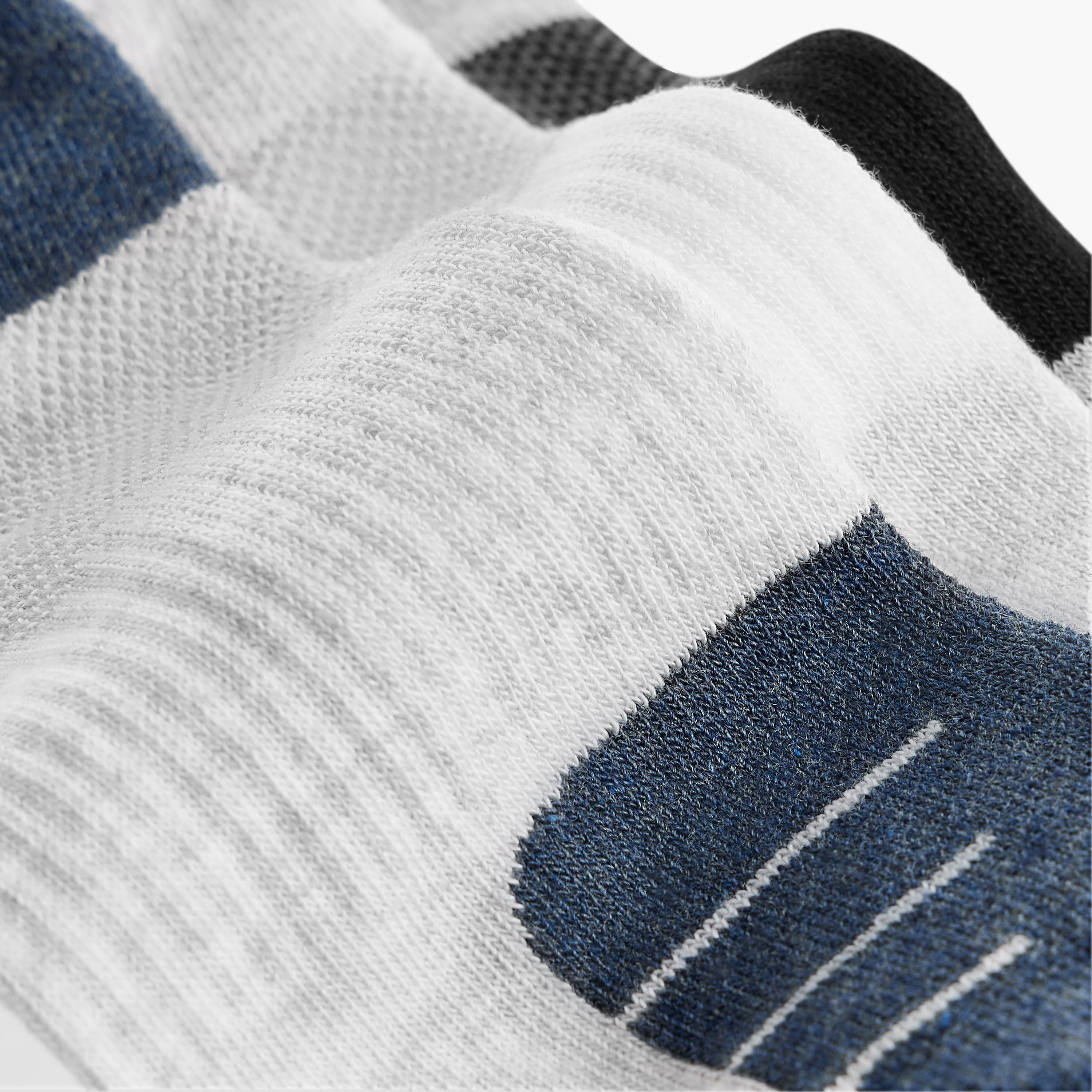 طقم جوارب 3 أزواج صف تيري بطول الكاحل وقوالب ملونة-men-socks-image-3