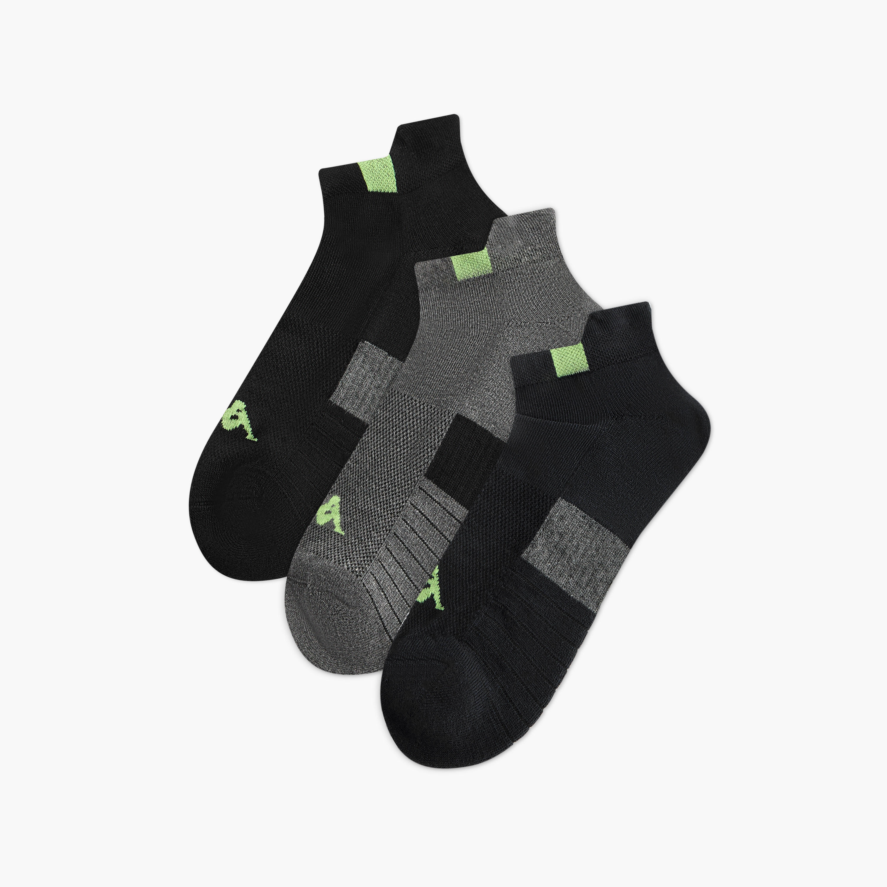 طقم جوارب طول الكاحل 3 أزواج بتفاصيل الشعار من كابا-men-socks-image-1