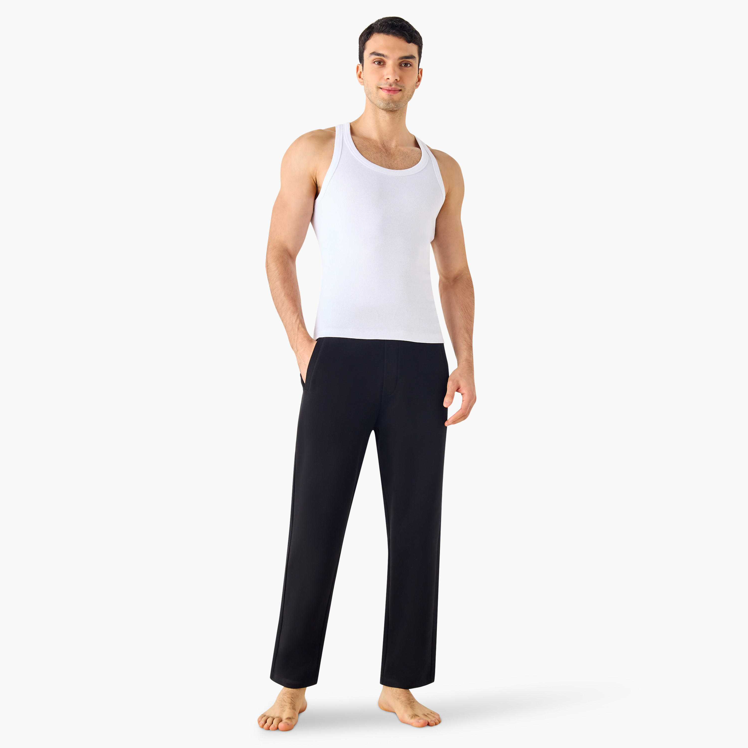 بنطلون بيجاما بحزام خصر مطاطي وجيوب-men-clothing-nightwear-pyjamaandshorts-image-6