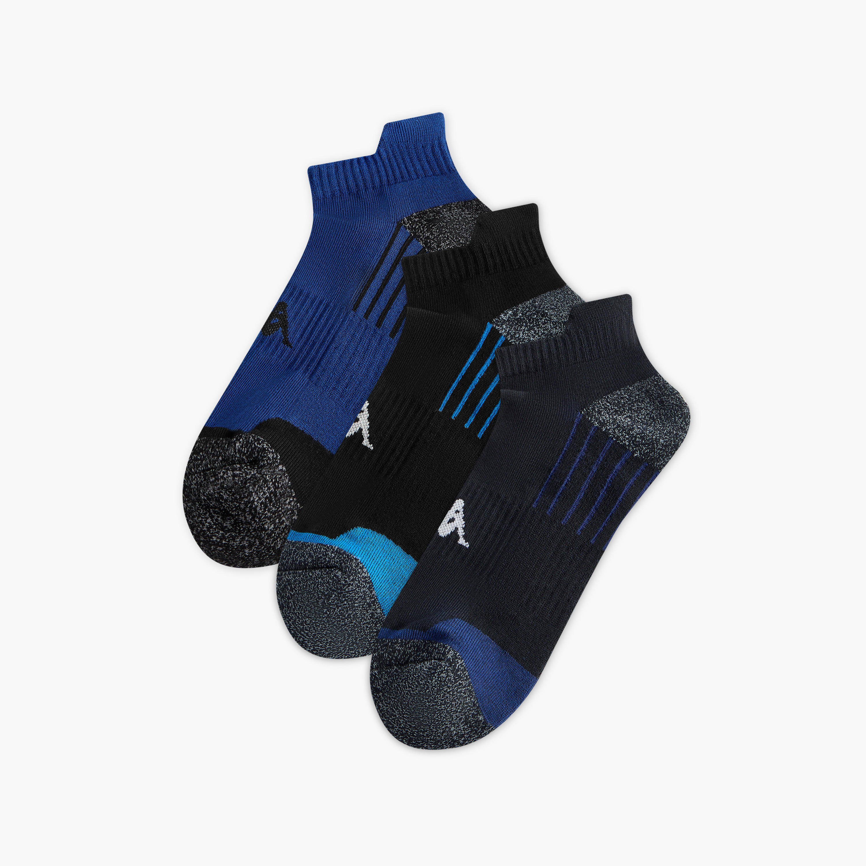 طقم جوارب 3 أزواج نصف تيري بطول الكاحل وطبعات-men-socks-image-1
