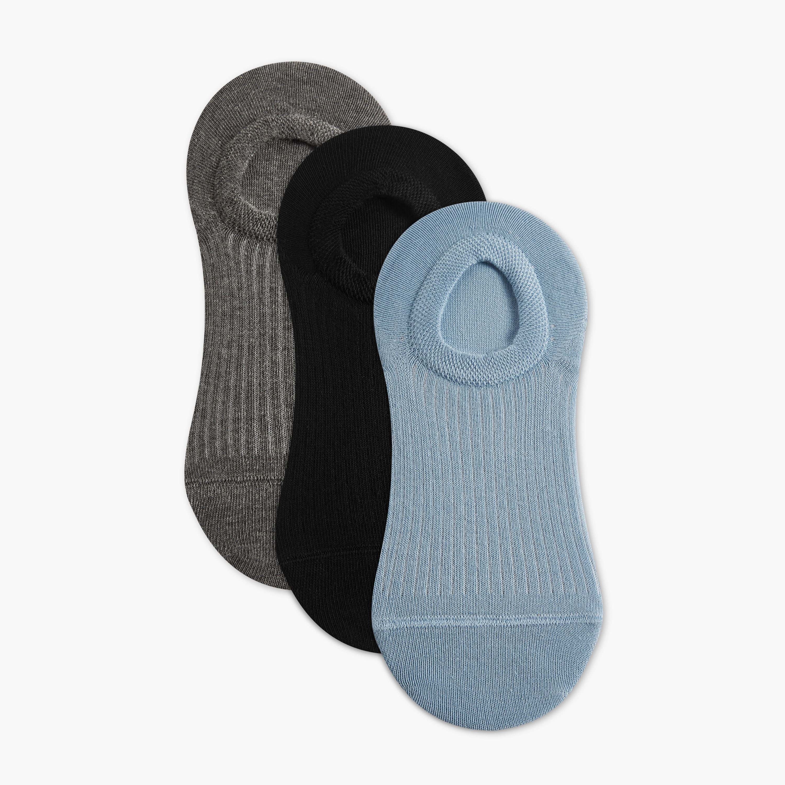 طقم جوارب 3 أزواج بارزة الملمس غر مرئية وغير وبرية-men-socks-image-1