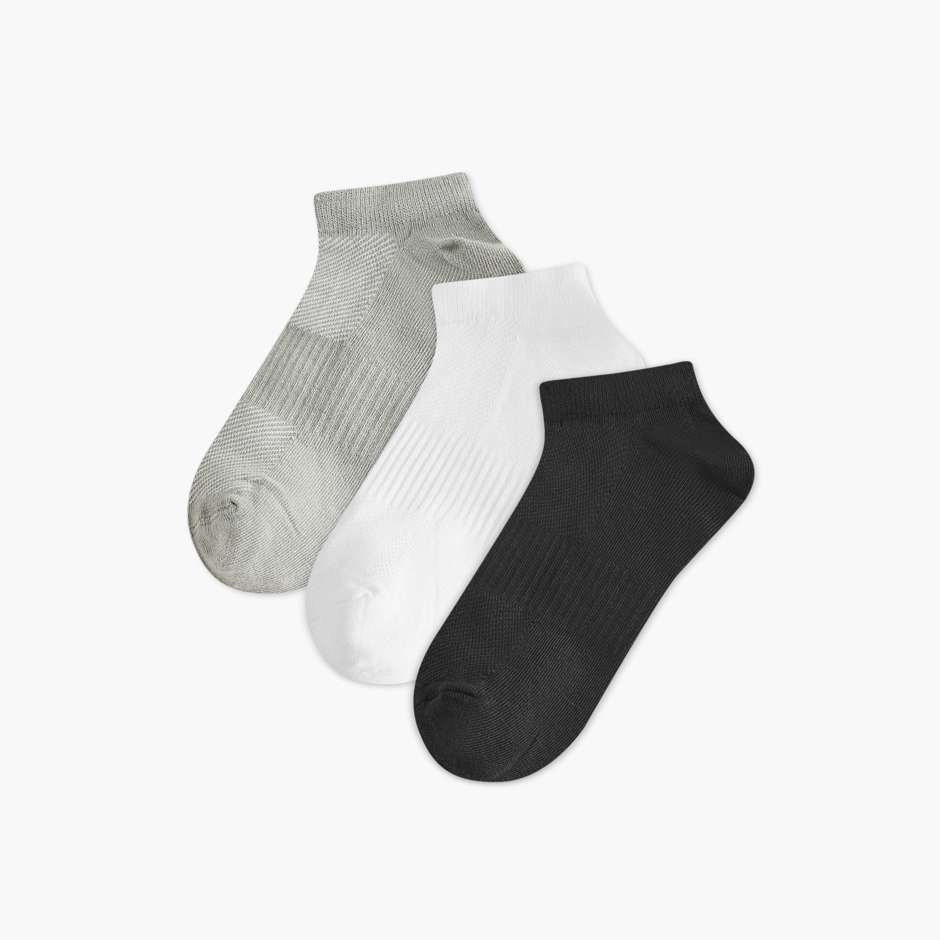 طقم جوارب 3 أزواج غير وبرية بارزة الملمس بطول الكاحل-men-socks-image-1