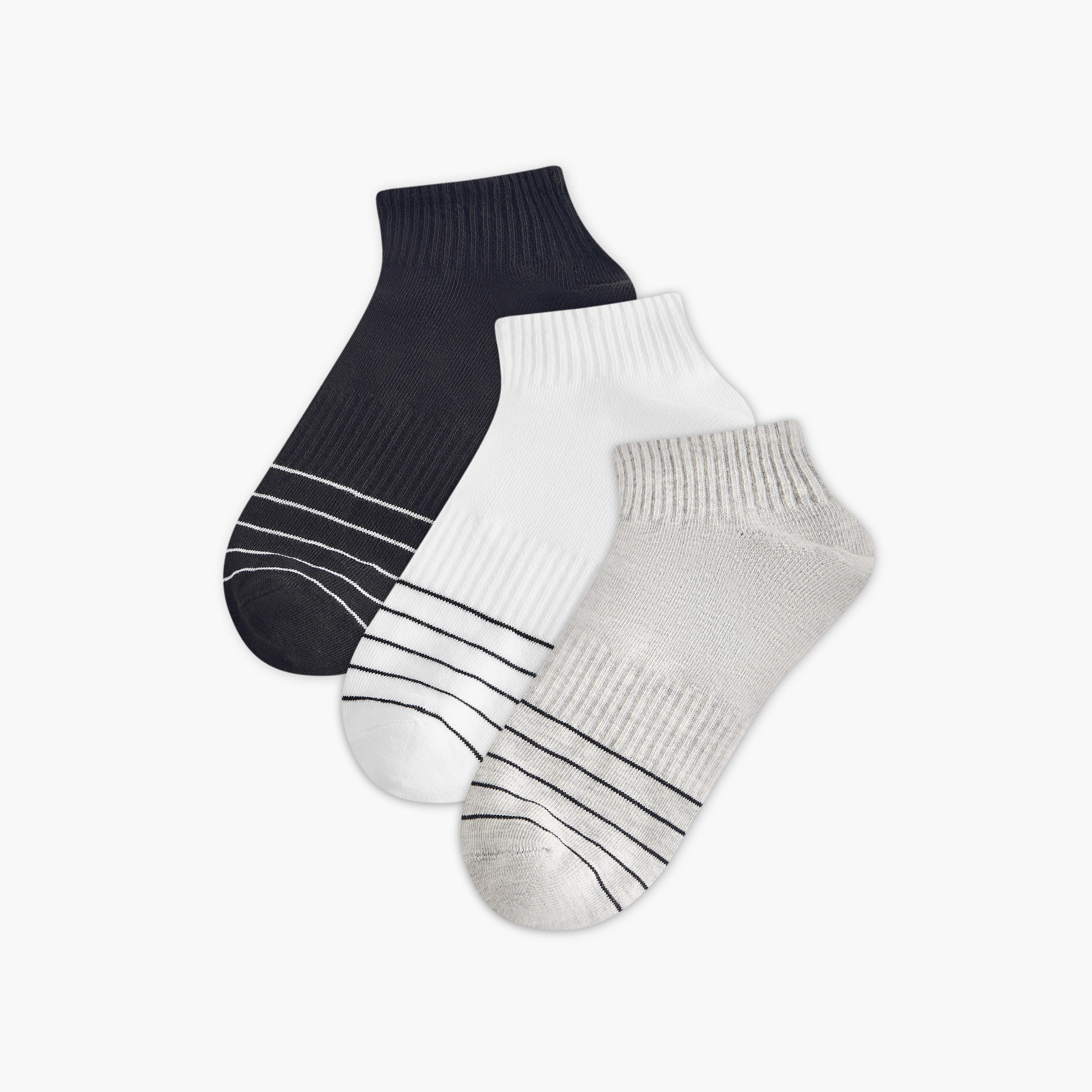 طقم جوارب 3 أزواج مخططة بطول الكاحل-men-socks-image-1
