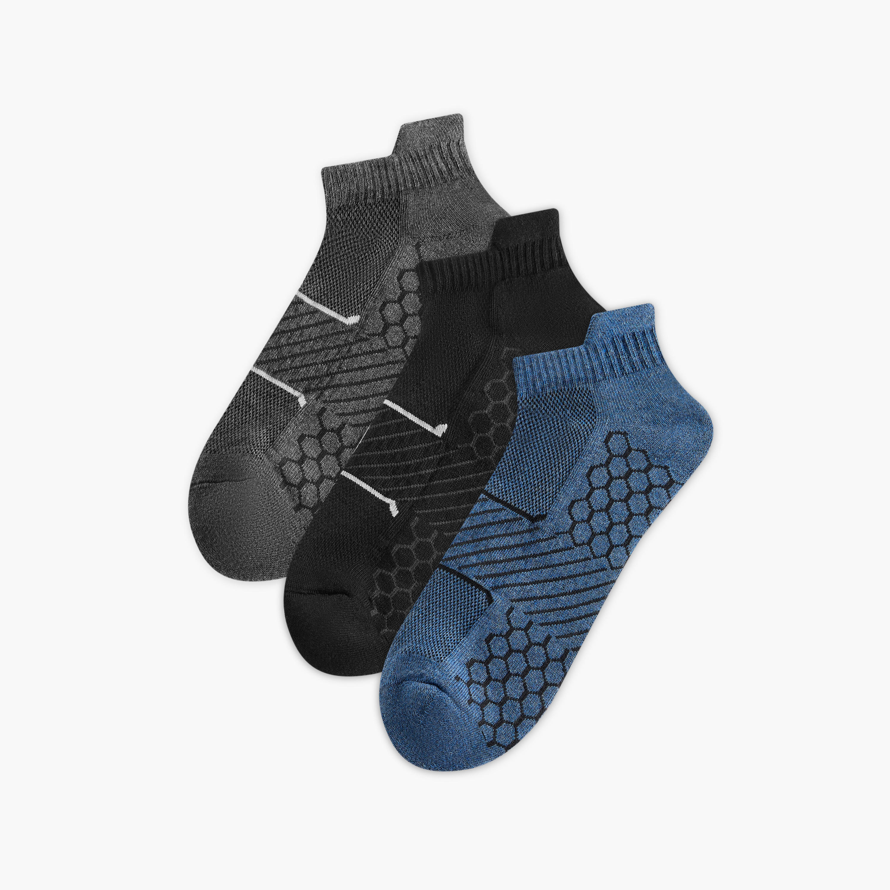 طقم جوارب 3 أزواج نصف تيري بطول الكاحل وطبعات-men-socks-image-1