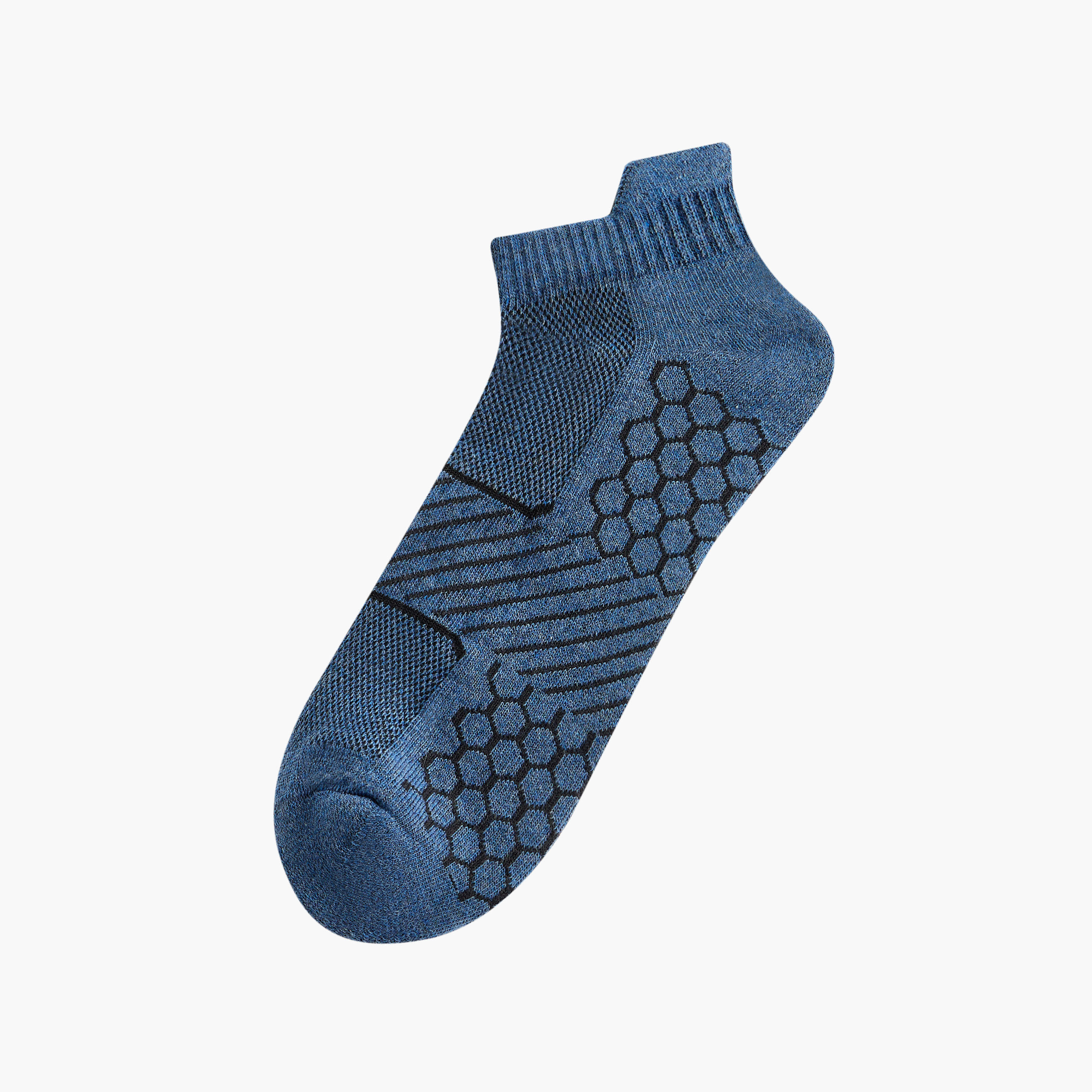 طقم جوارب 3 أزواج نصف تيري بطول الكاحل وطبعات-men-socks-image-2