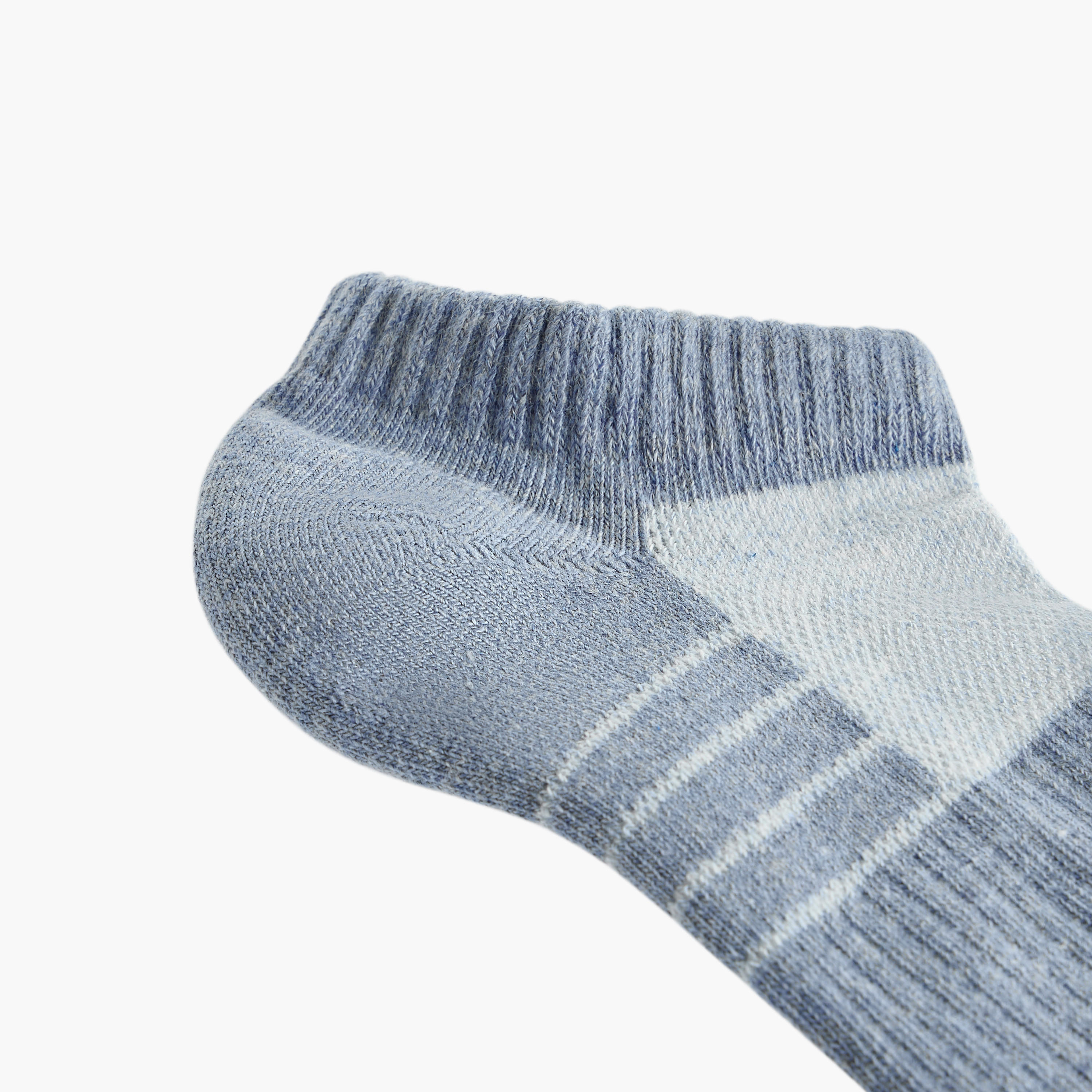 طقم جوارب 5 أزواج مخططة نصف تيري بطول الكاحل-men-socks-image-2