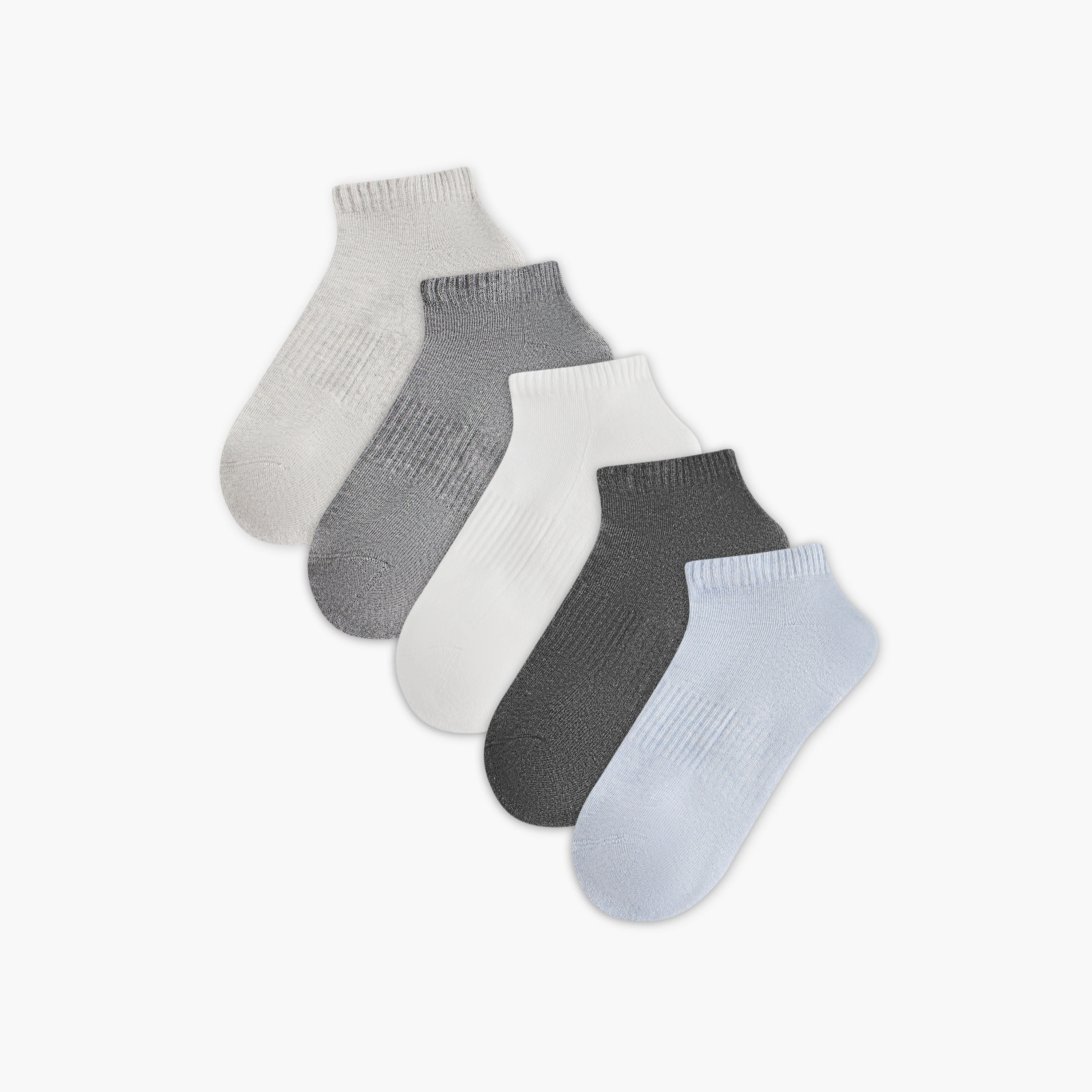 طقم جوارب 5 أزواج نصف تيري بارزة الملمس بطول الكاحل-men-socks-image-1