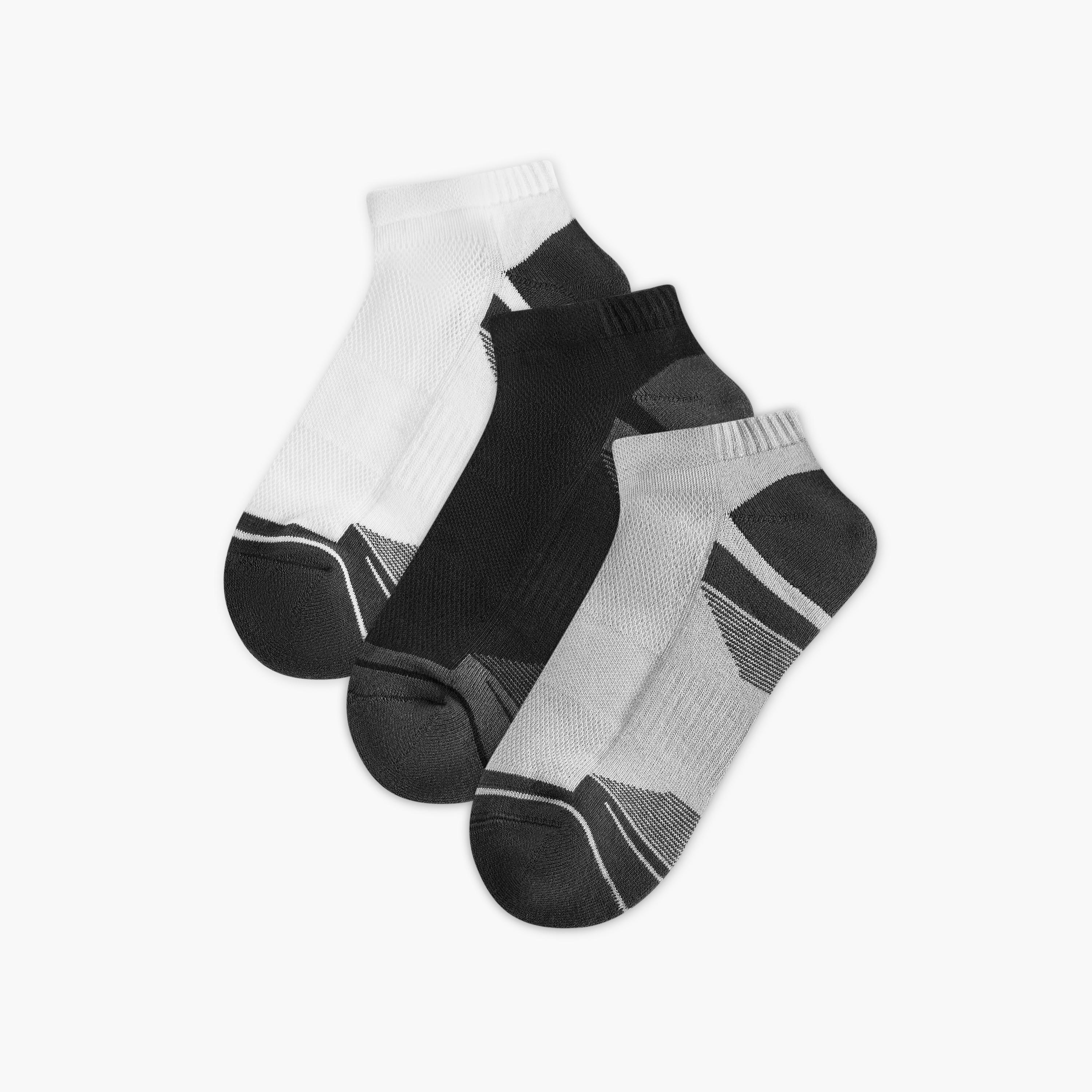 طقم جوارب 3 أزواج بارزة الملمس نصف تيري بطول الكاحل-men-socks-image-1