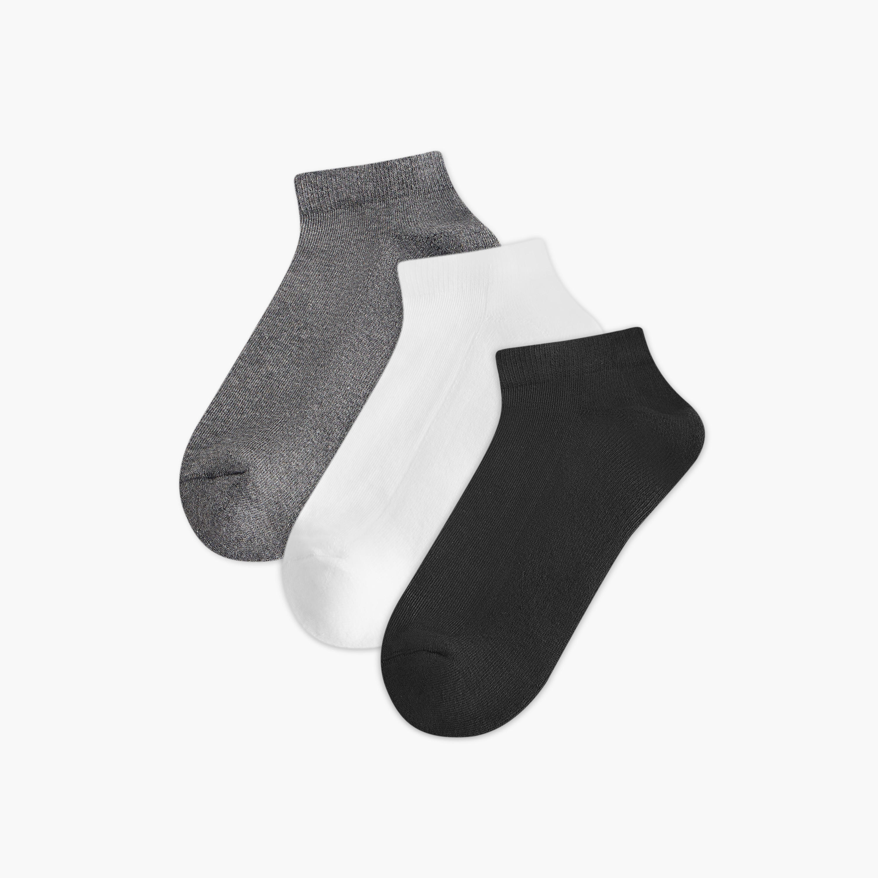 طقم جوارب 3 أزواج نصف تيري بارزة الملمس بطول الكاحل-men-socks-image-1