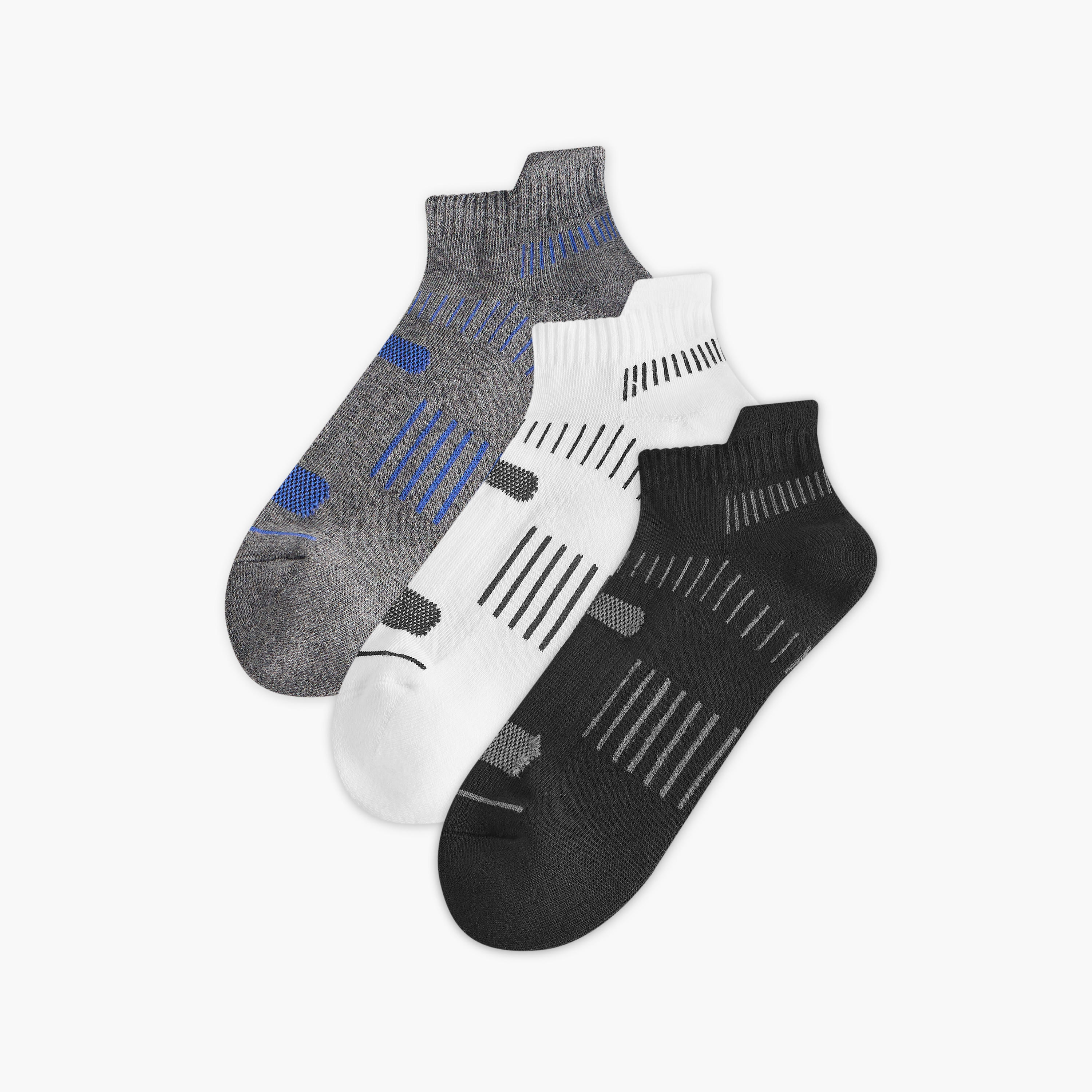 طقم جوارب 3 أزواج نصف تيري بطول الكاحل وطبعات-men-socks-image-1