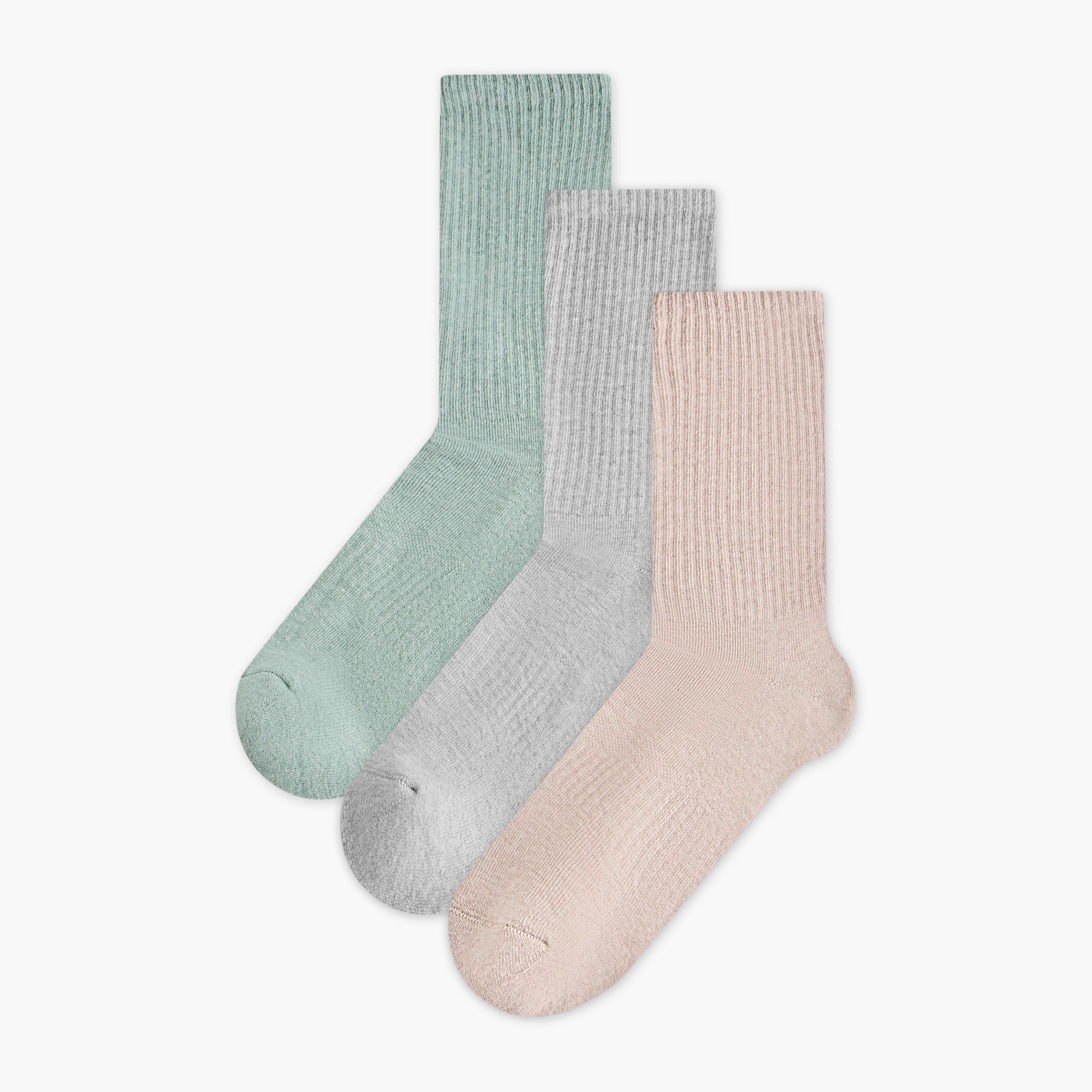 طقم جوارب 3 أزواج متنوعة نصف تيري بطول ربلة الساق-men-socks-image-1