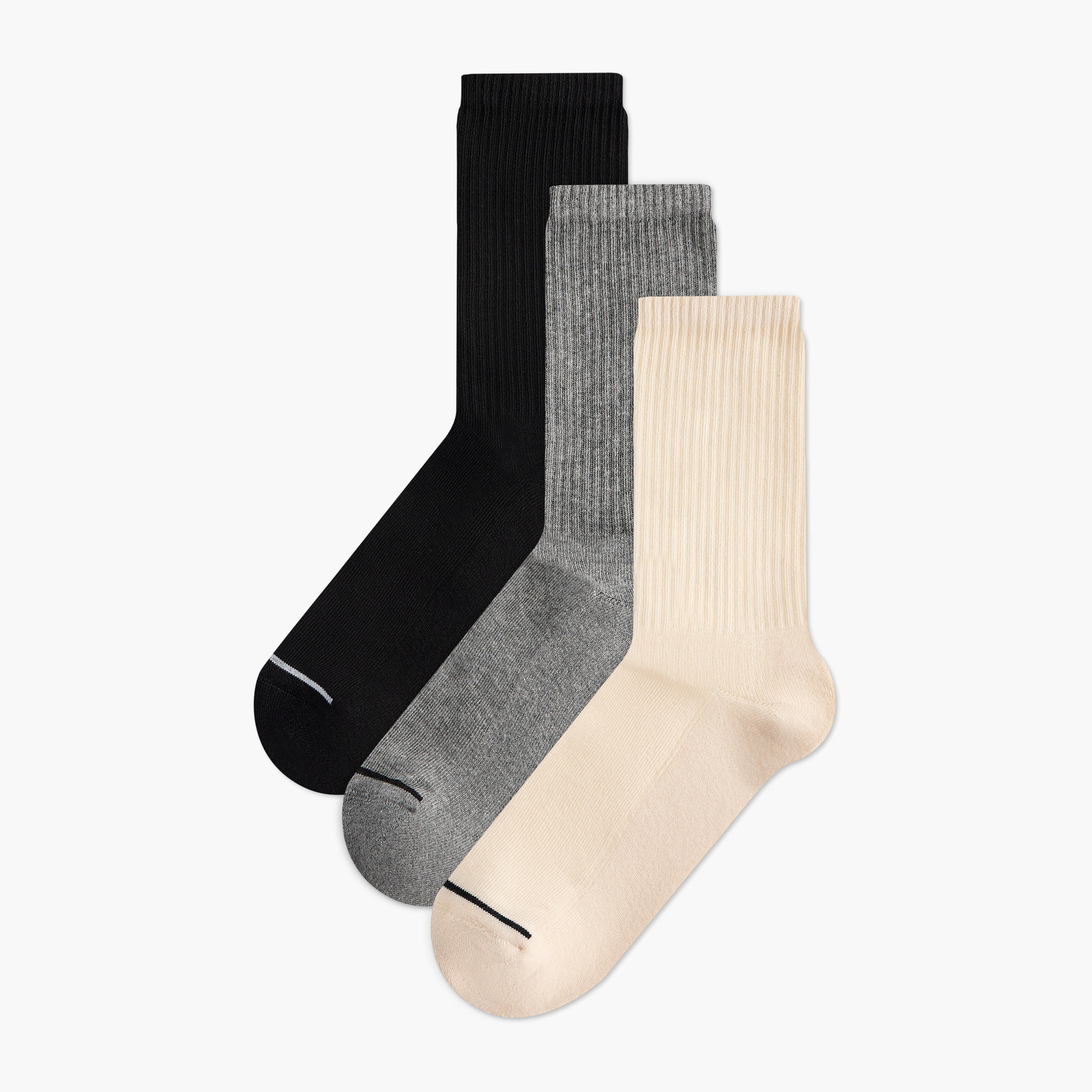 طقم جوارب نصف تيري بطول ربلة الساق 3 أزواج مضلعة-men-socks-image-1