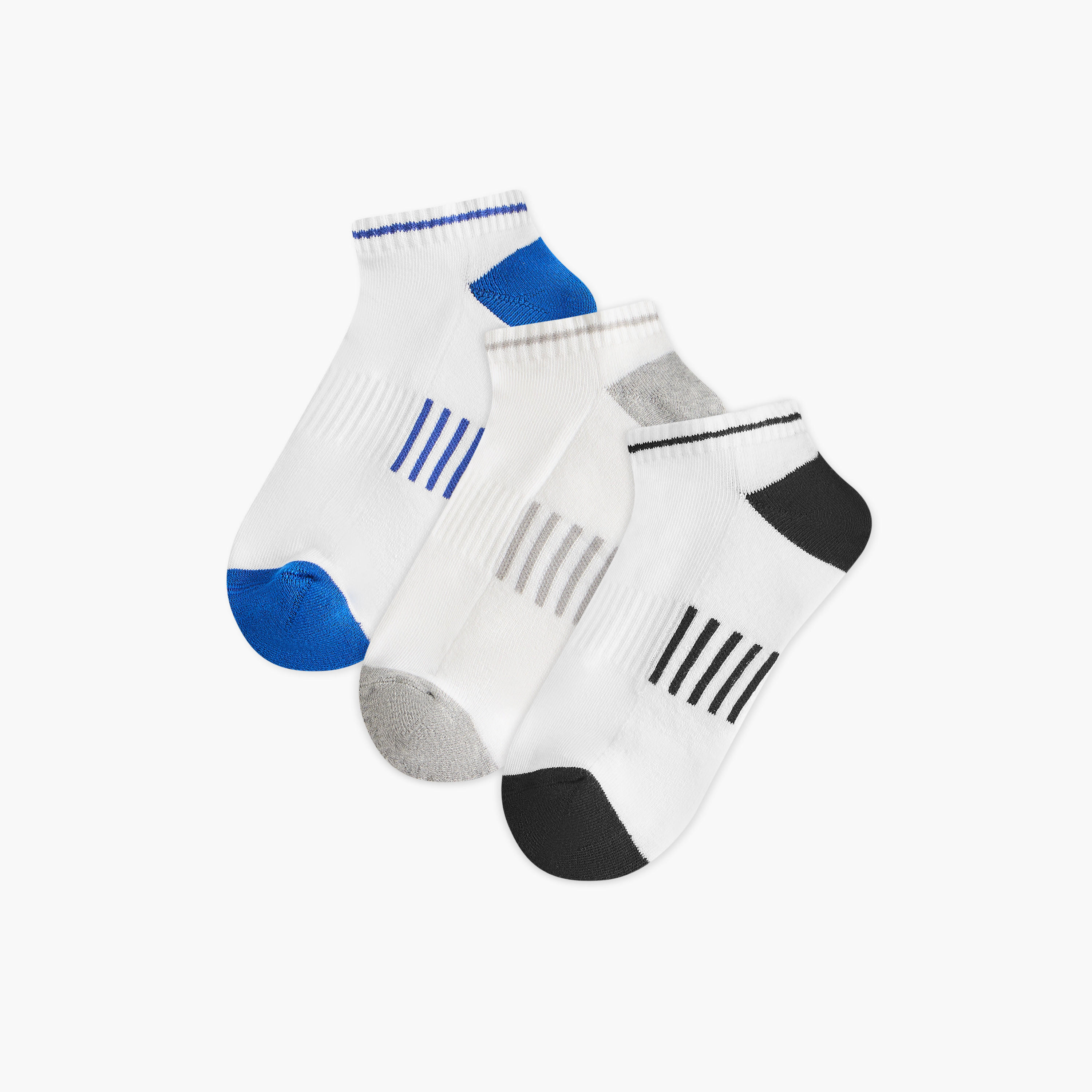 طقم جوارب 3 أزواج نصف تيري بارزة الملمس بطول الكاحل-men-socks-image-1