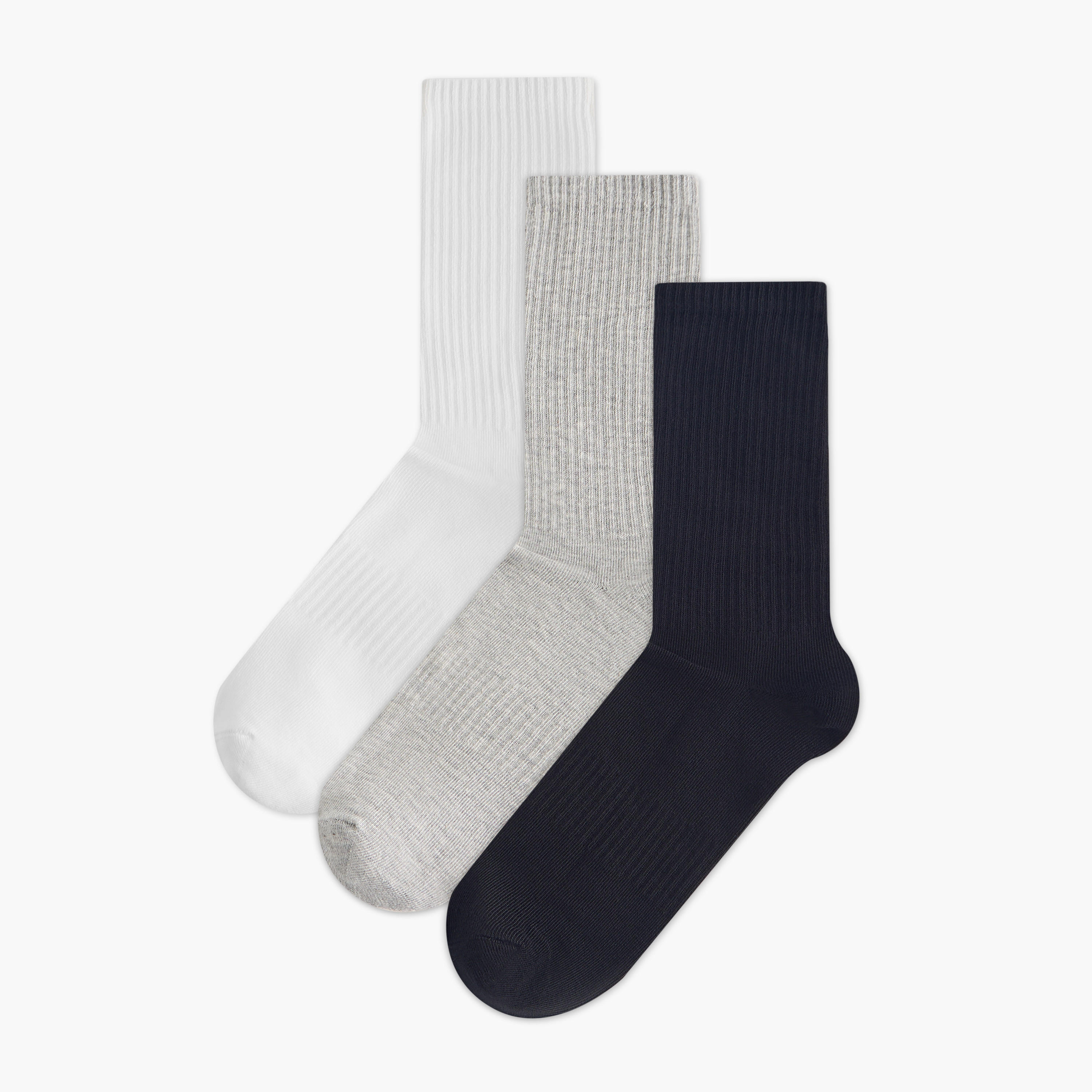 طقم جوارب 3 أزواج مضلعة بطول ربلة الساق-men-socks-image-1