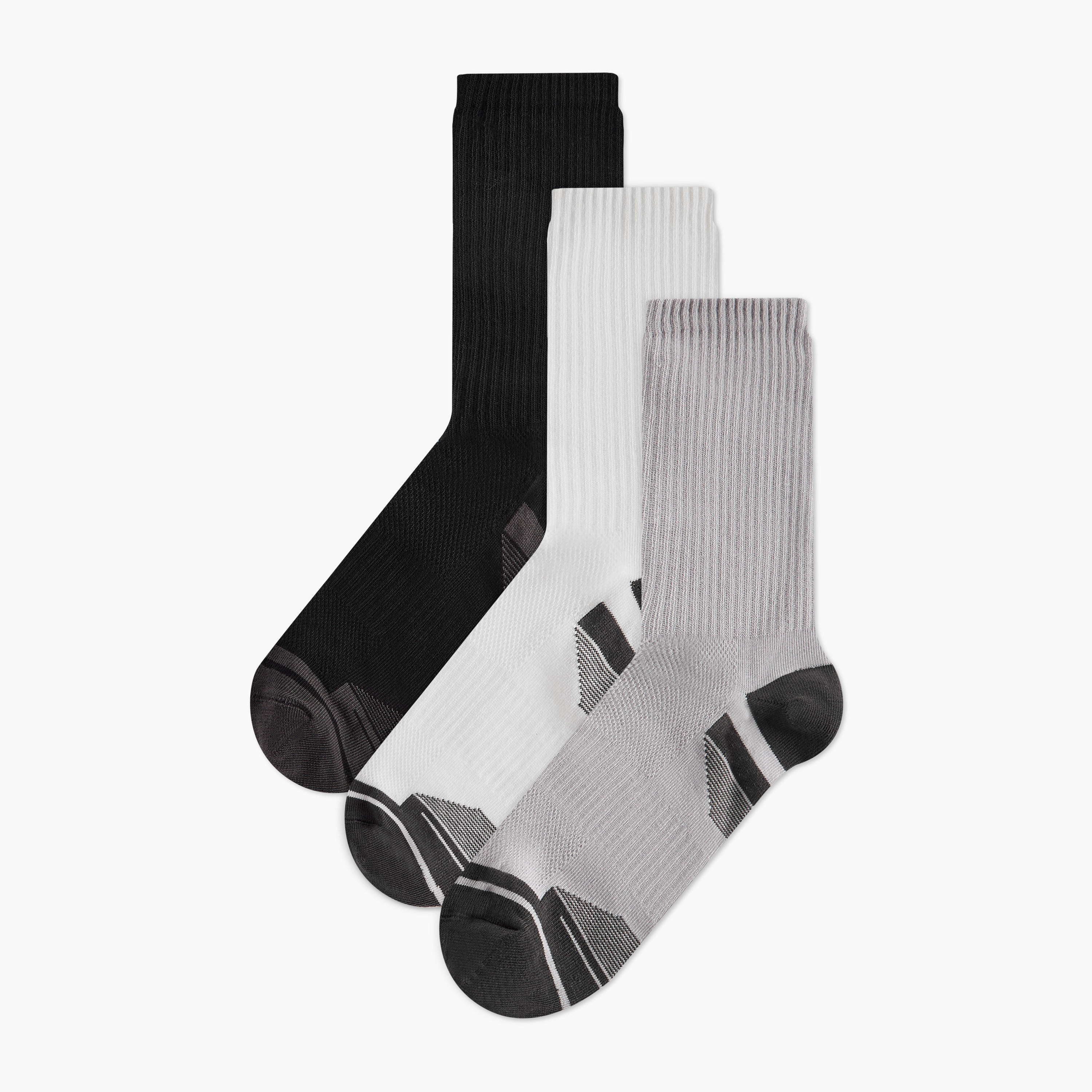 طقم جوارب بطول ربلة الساق 3 أزواج مضلعة-men-socks-image-1