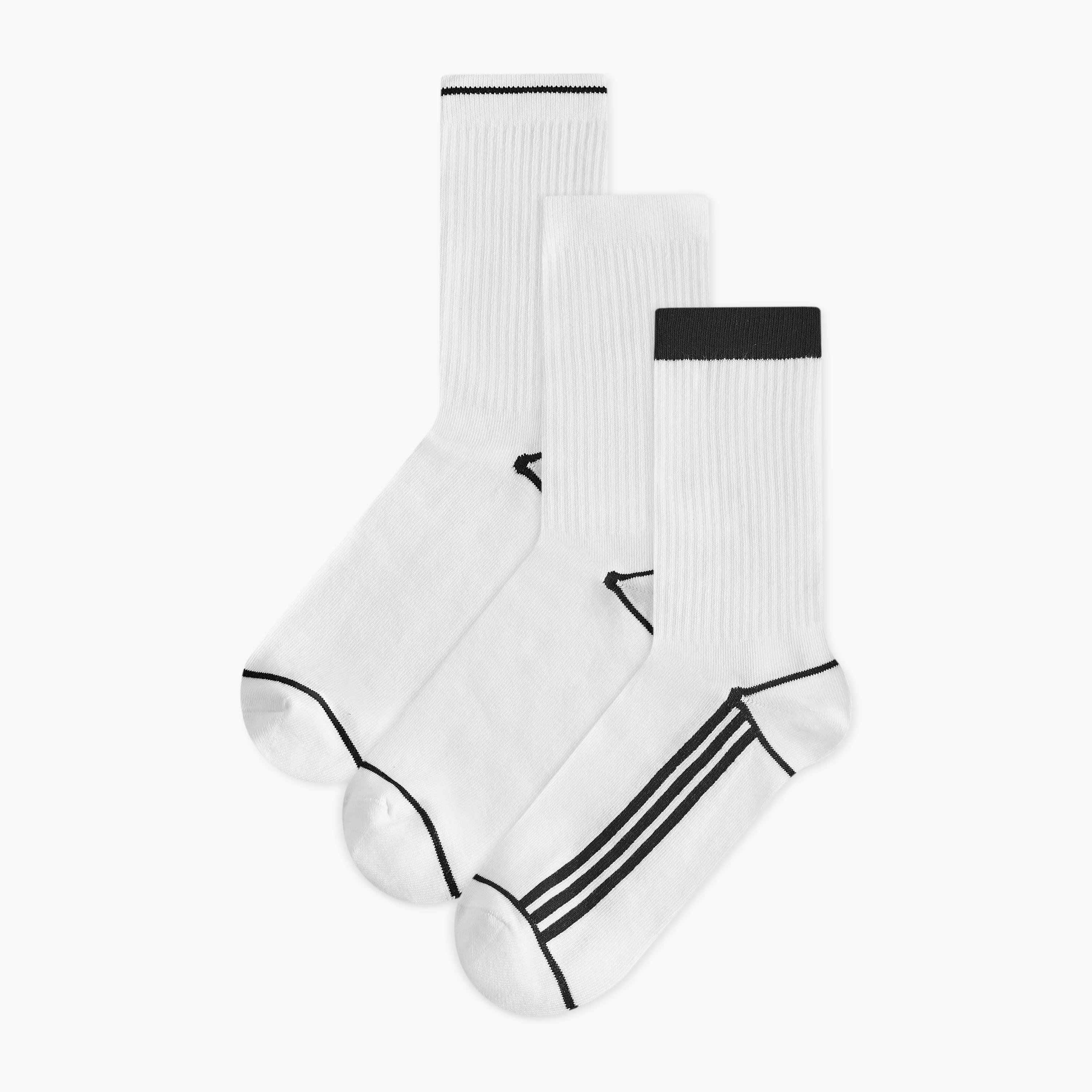 طقم جوارب 3 أزواج غير وبرية بارزة الملمس بطول ربلة الساق-men-socks-image-1