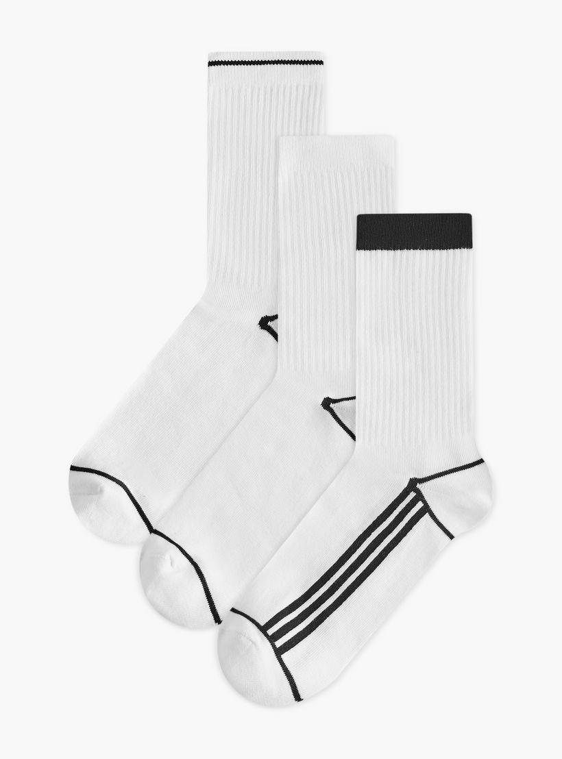 طقم جوارب 3 أزواج غير وبرية بارزة الملمس بطول ربلة الساق-men-socks-image-1