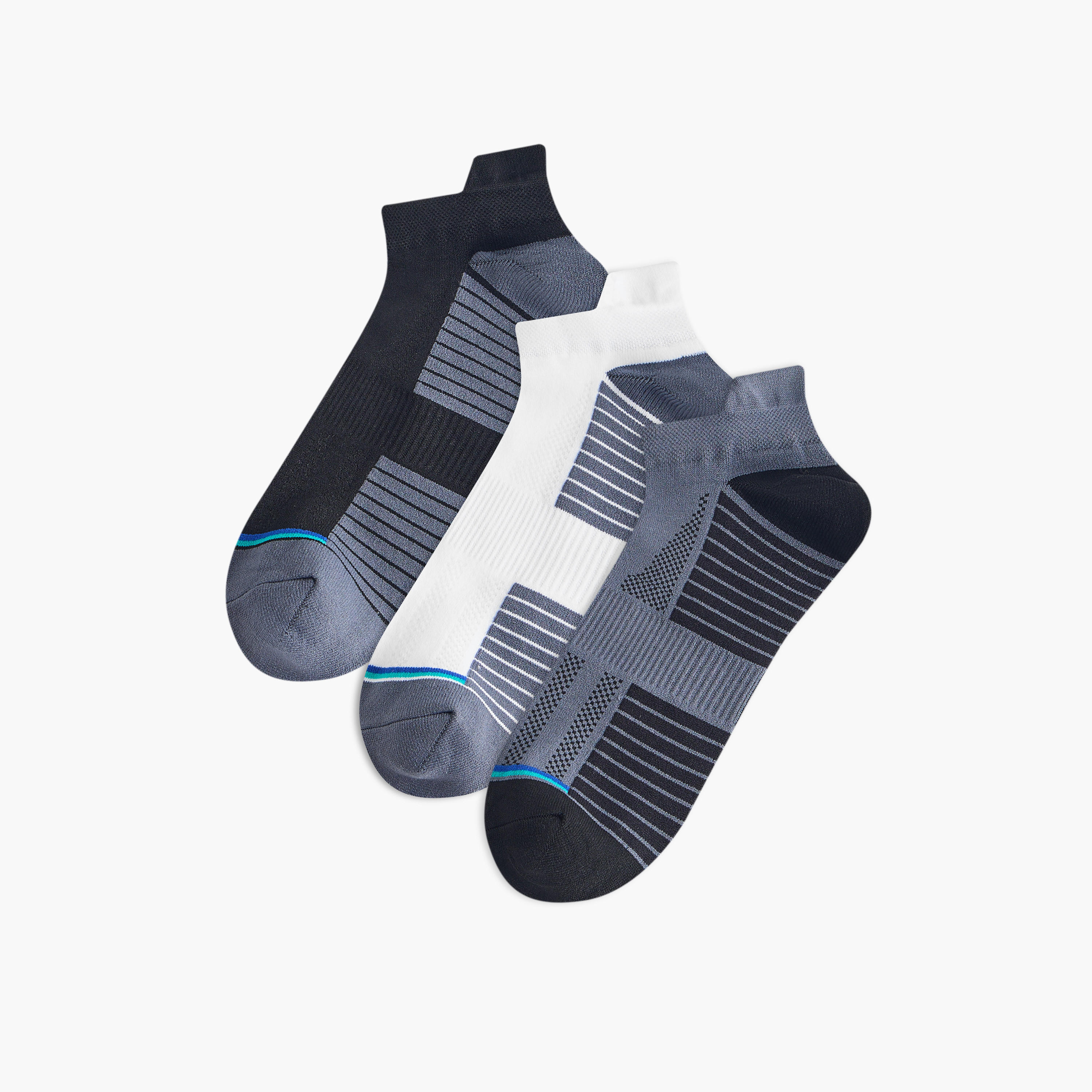 طقم جوارب 3 أزواج نصف تيري مخططة بطول الكاحل-men-socks-image-1