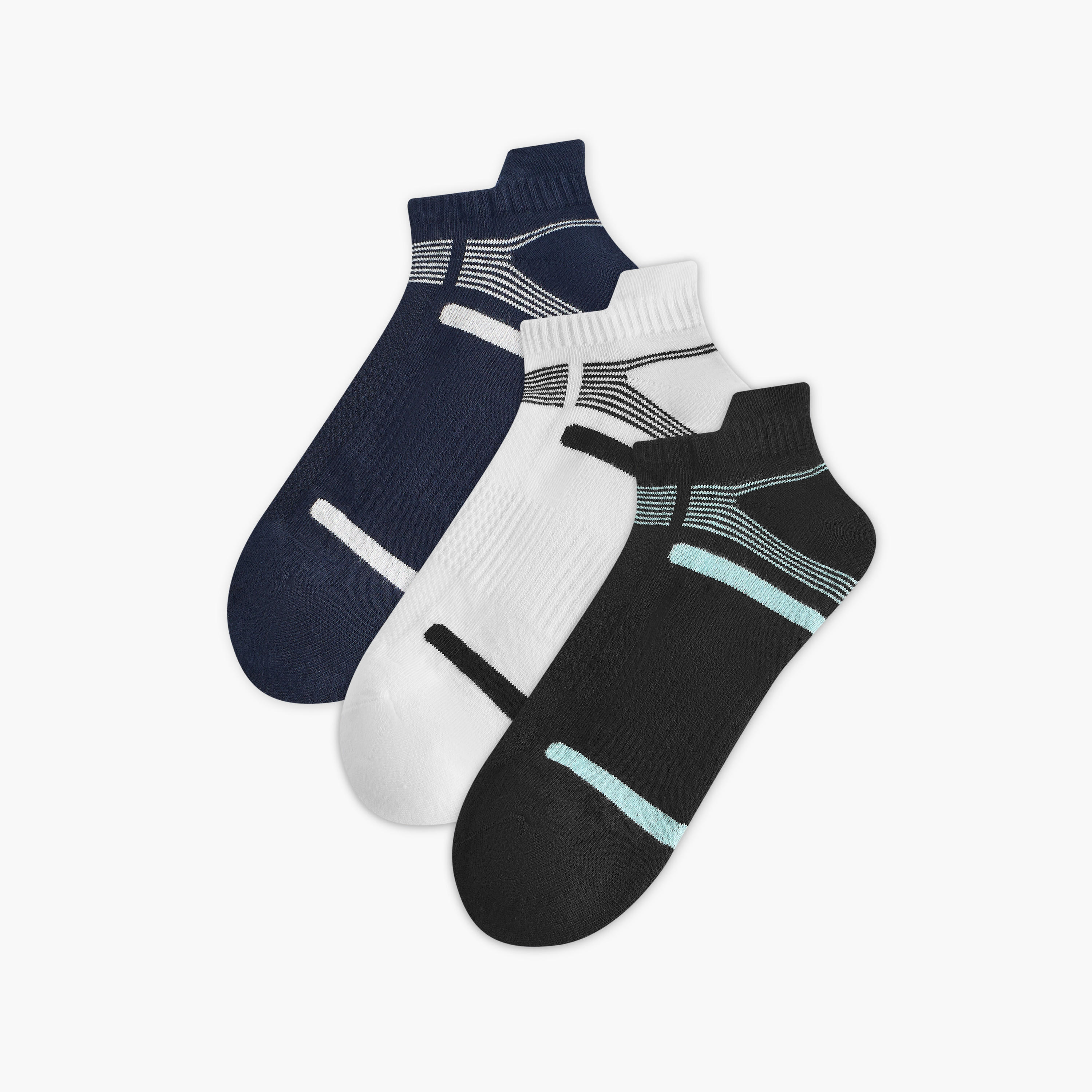 طقم جوارب 3 أزواج بارزة الملمس نصف تيري بطول الكاحل-men-socks-image-1