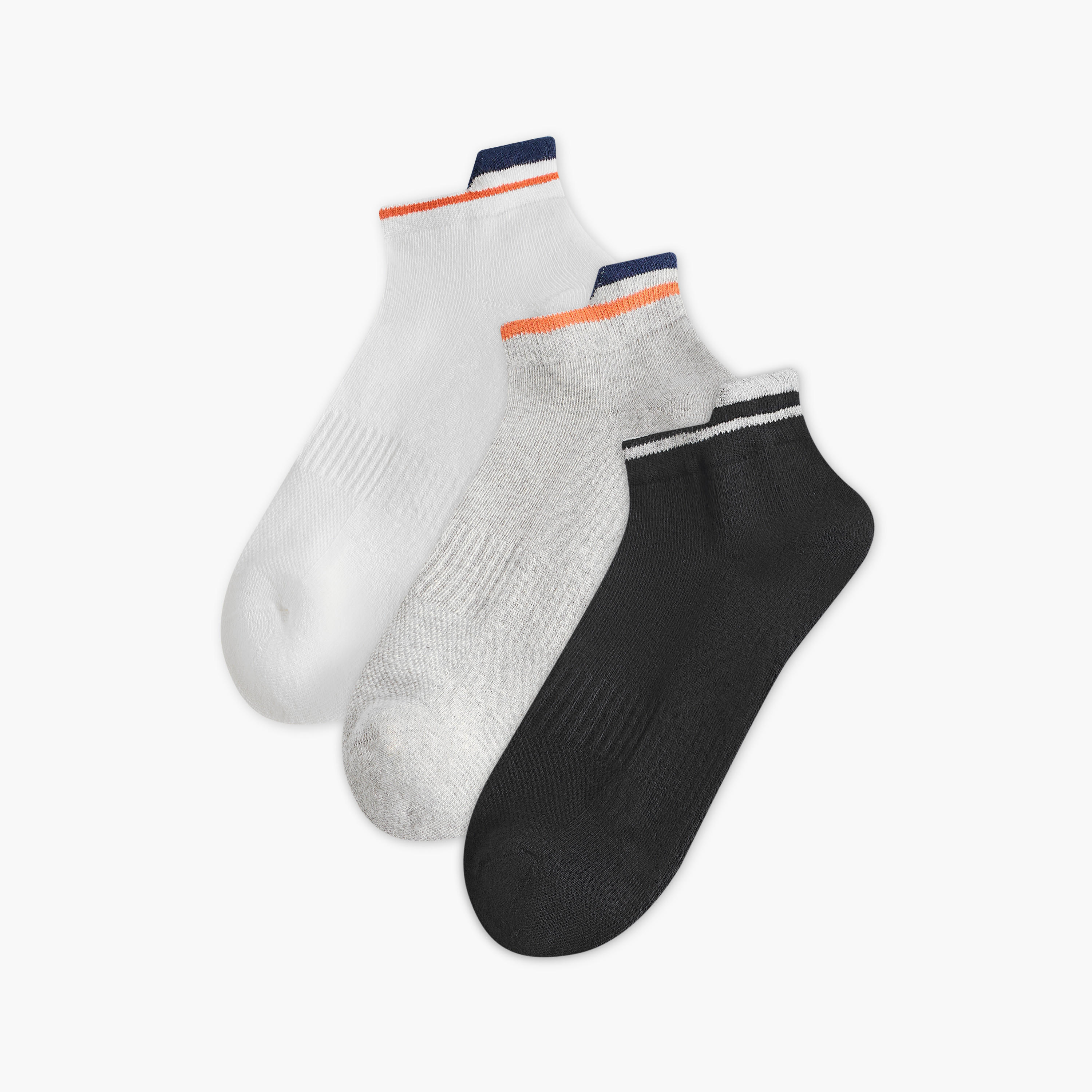 جوارب نصف تيري بتفاصيل مائلة بطول الكاحل - طقم 3 أزواج-men-socks-image-1