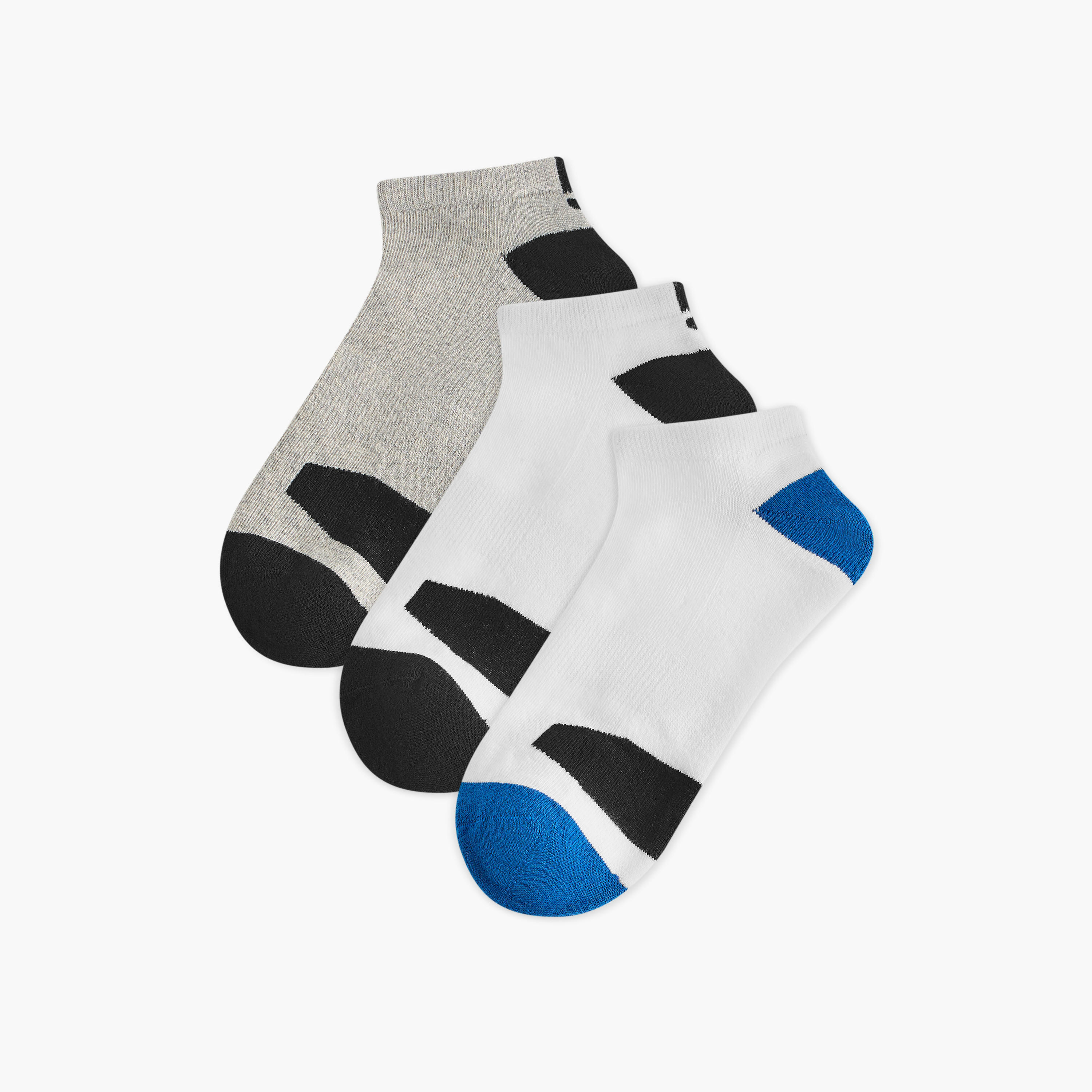 طقم جوارب 3 أزواج نصف تيري بقوالب ملونة وطول الكاحل-men-socks-image-1
