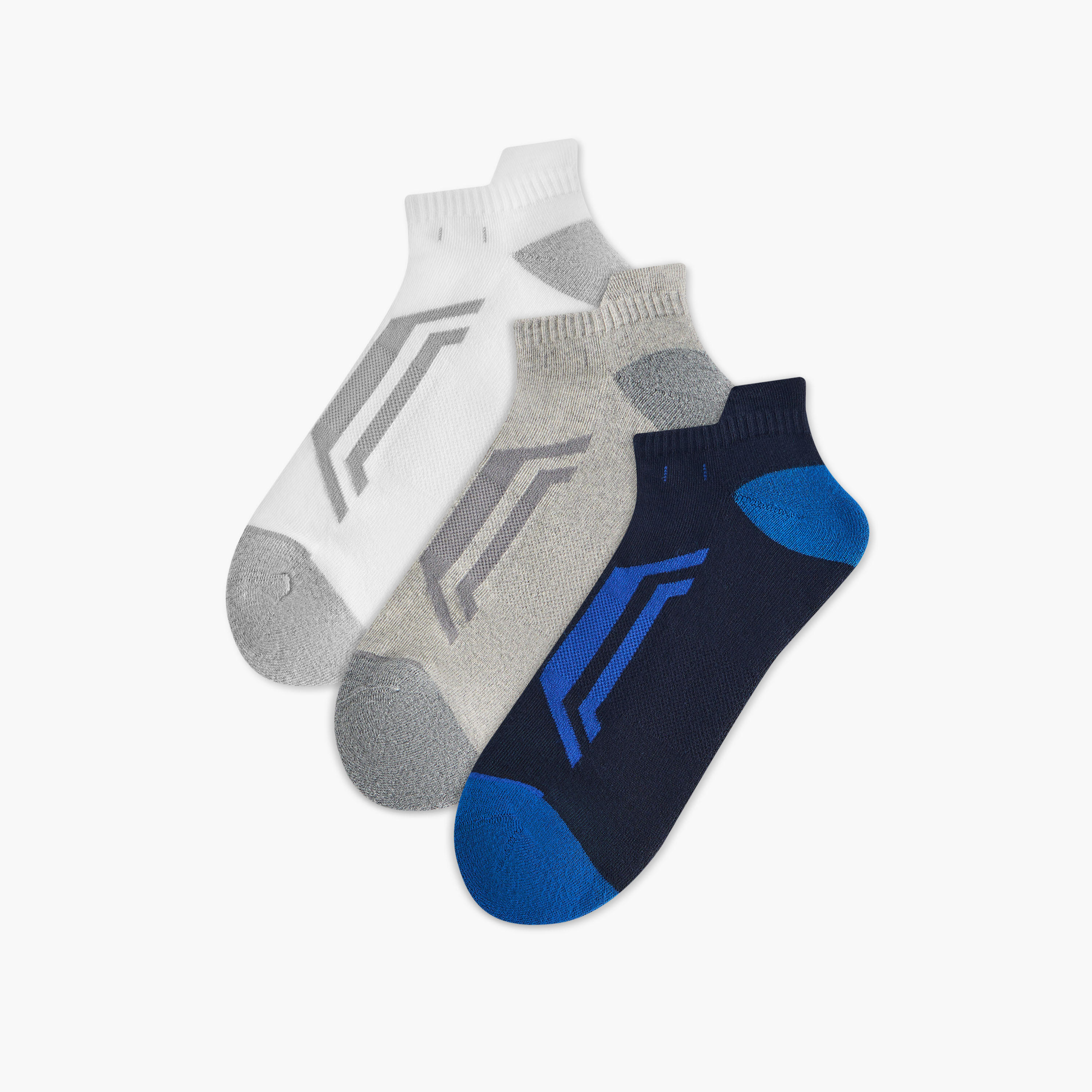طقم جوارب 3 أزواج نصف تيري بطول الكاحل وطبعات-men-socks-image-1