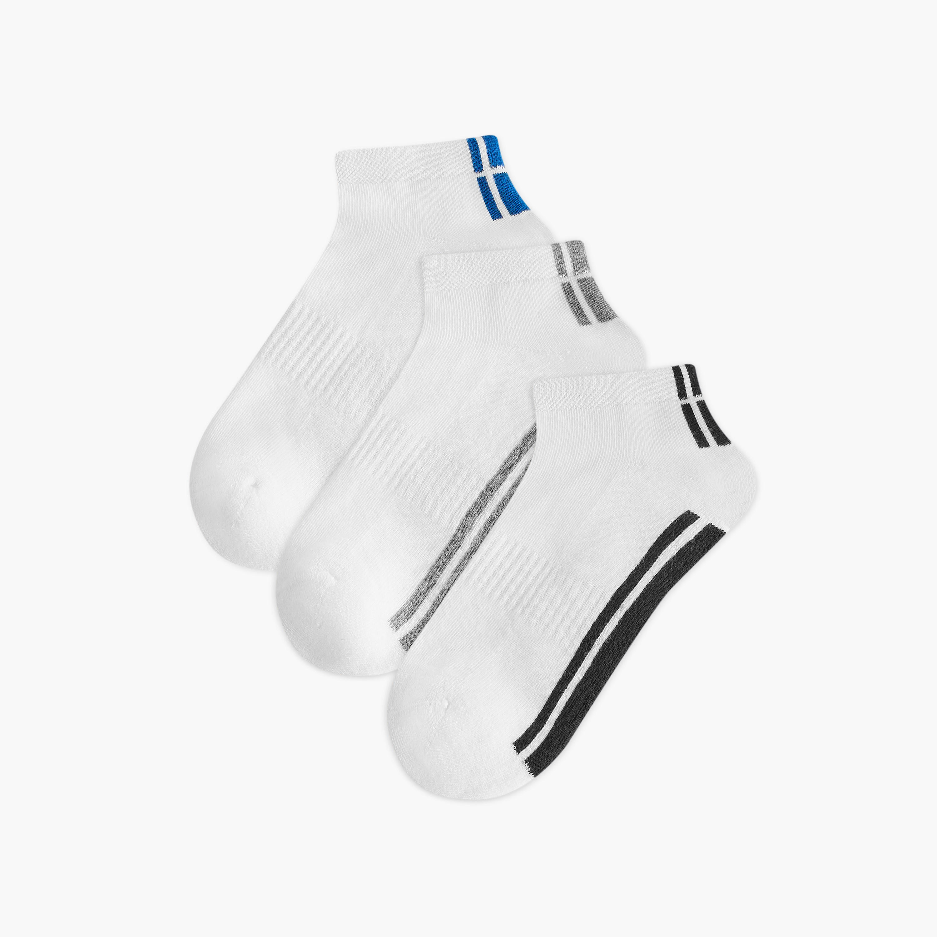 طقم جوارب 3 أزواج نصف تيري بطول الكاحل وطبعات-men-socks-image-1