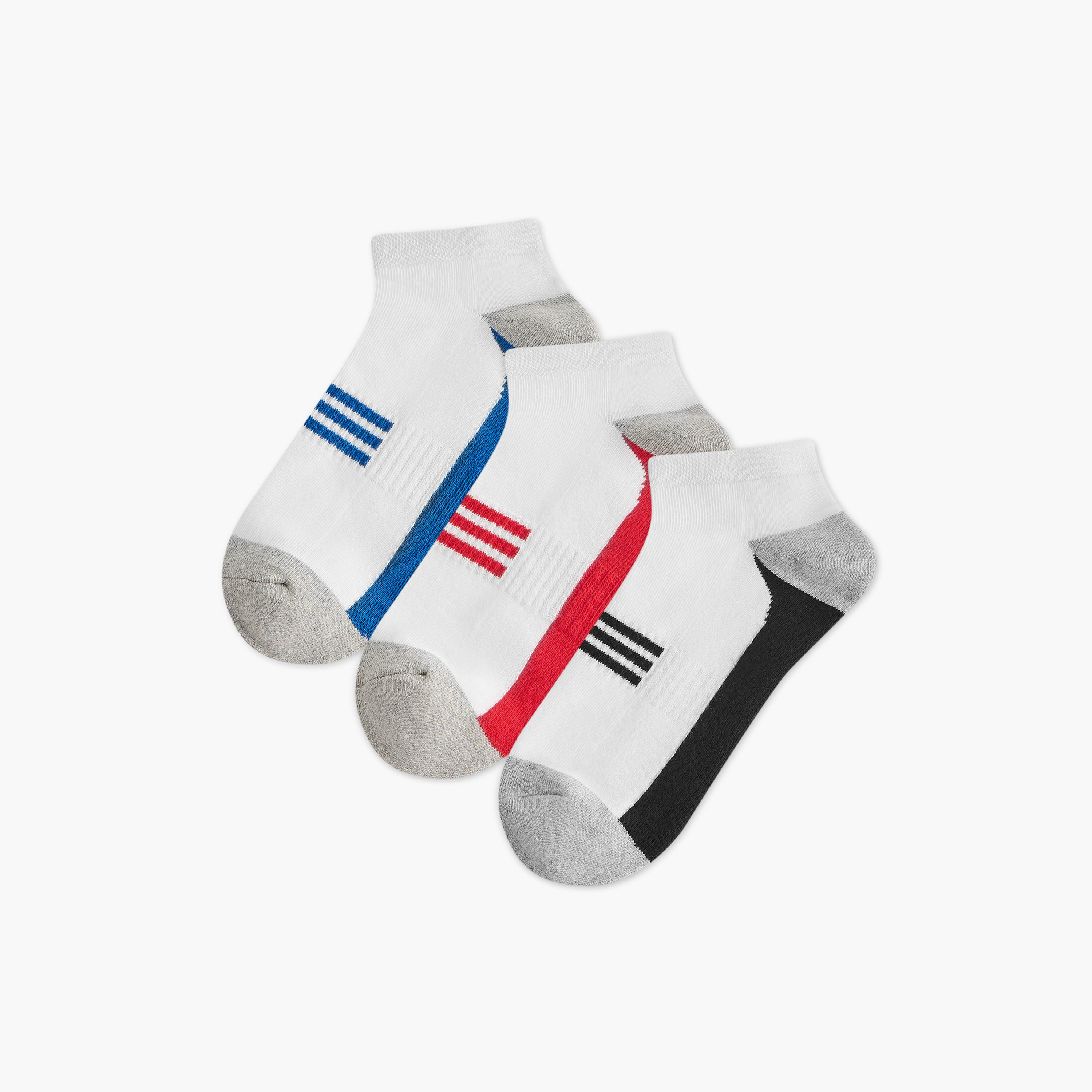 طقم جوارب 3 أزواج نصف تيري بطول الكاحل وطبعات-men-socks-image-1