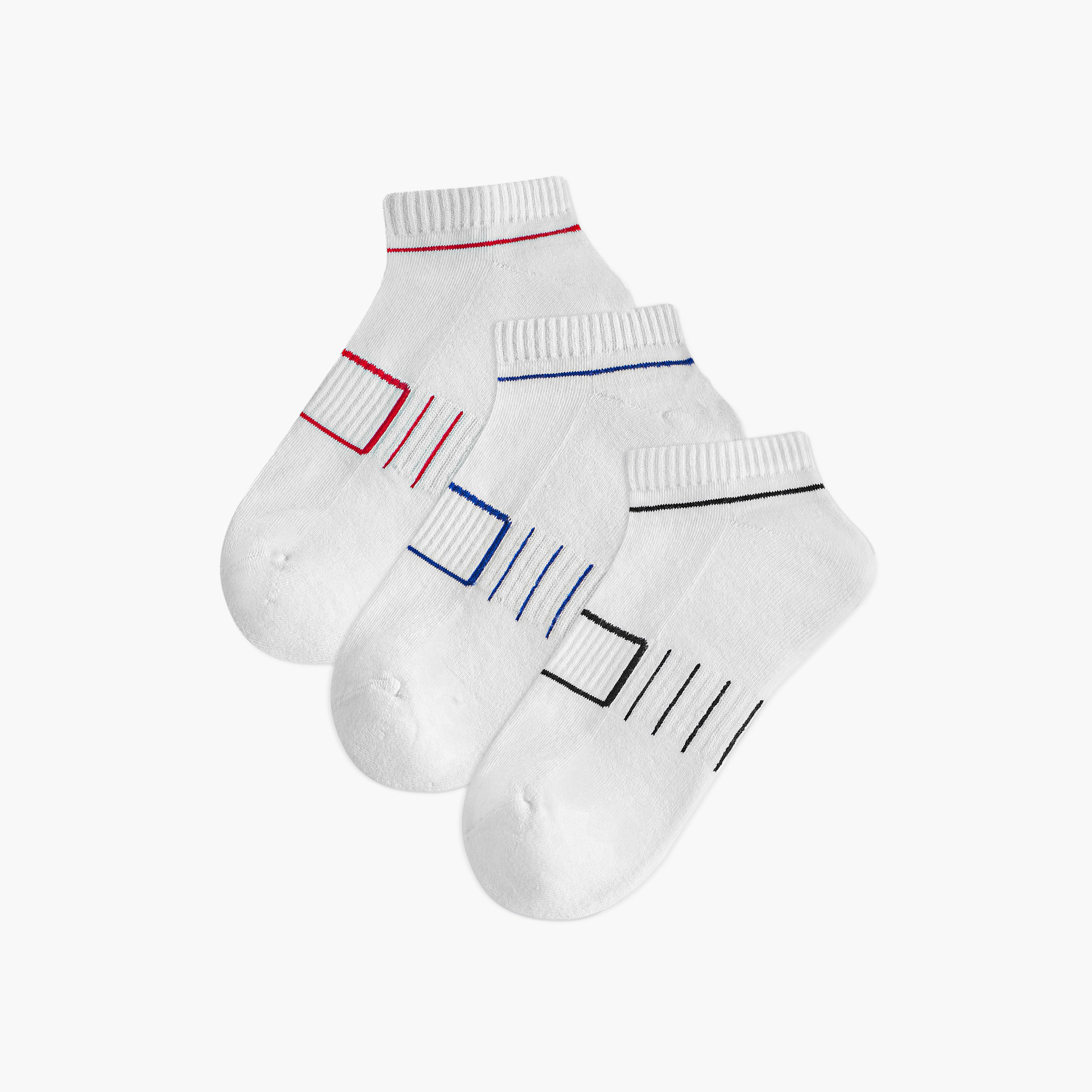 طقم جوارب 3 أزواج نصف تيري بطول الكاحل وطبعات-men-socks-image-1