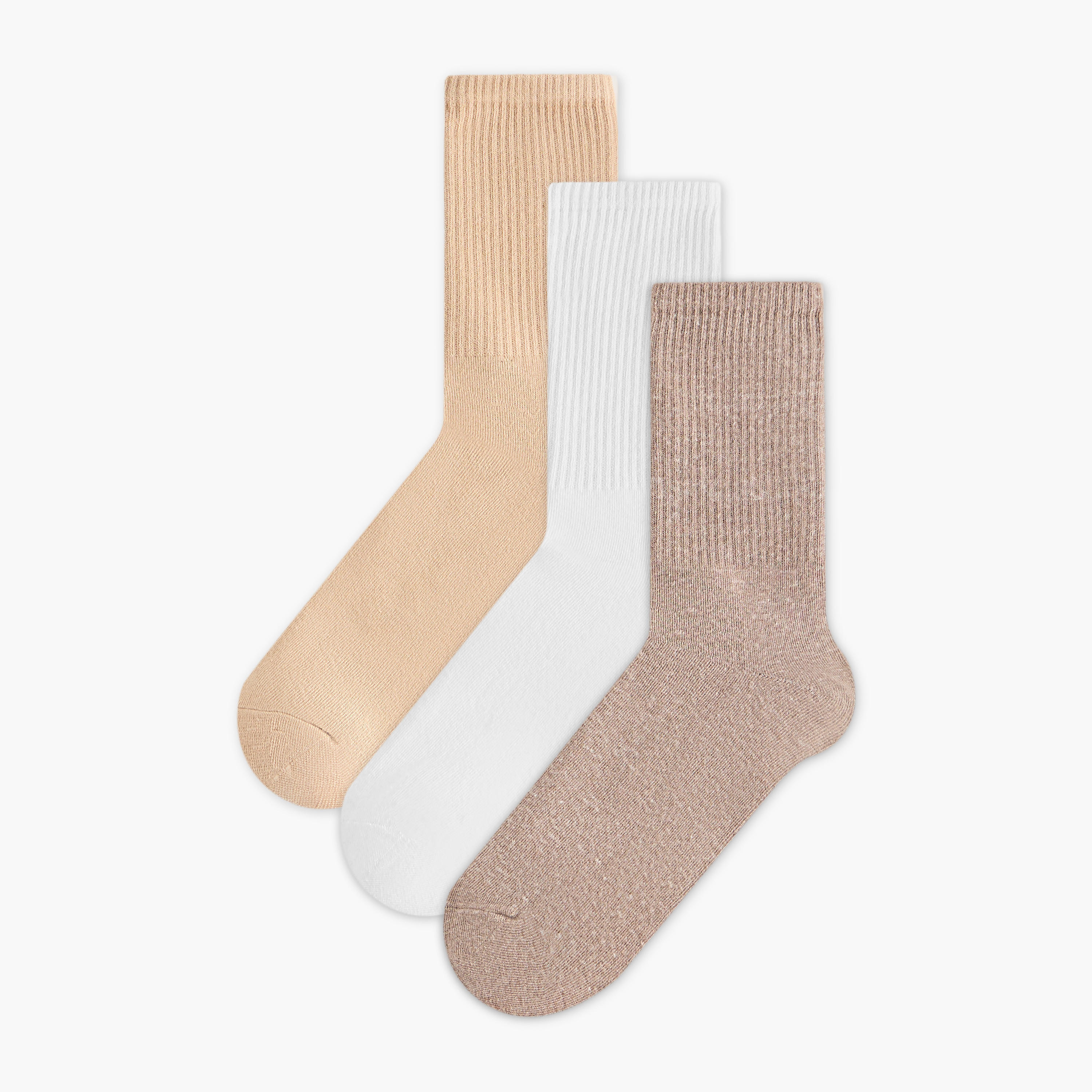 طقم جوارب 3 أزواج مضلعة بطول ربلة الساق-men-socks-image-1
