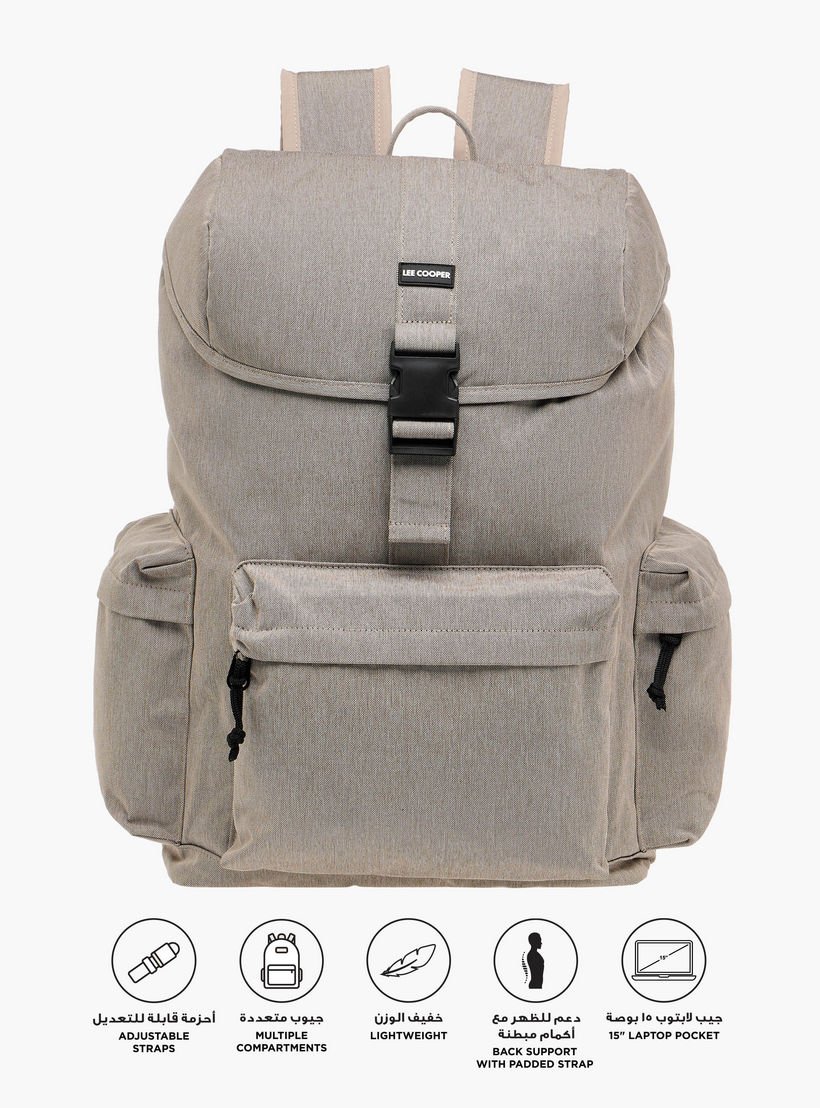 Lee Cooper Textured Backpack with Adjustable Straps and Zip Closure - 33x16x47 cm-men-bags-image-3