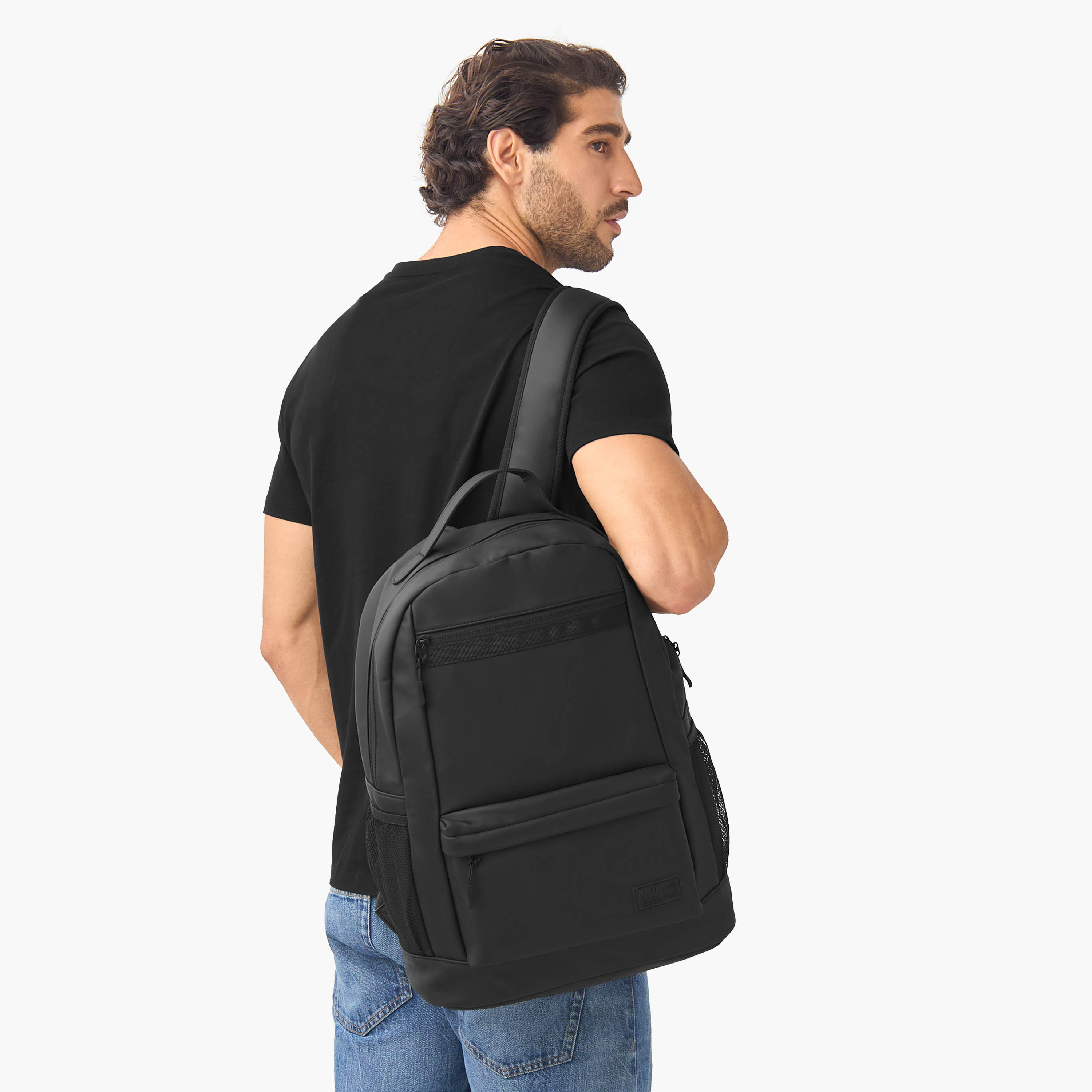 Solid Backpack with Adjustable Straps and Zip Closure - 33x16x45 cm-men-bags-image-2