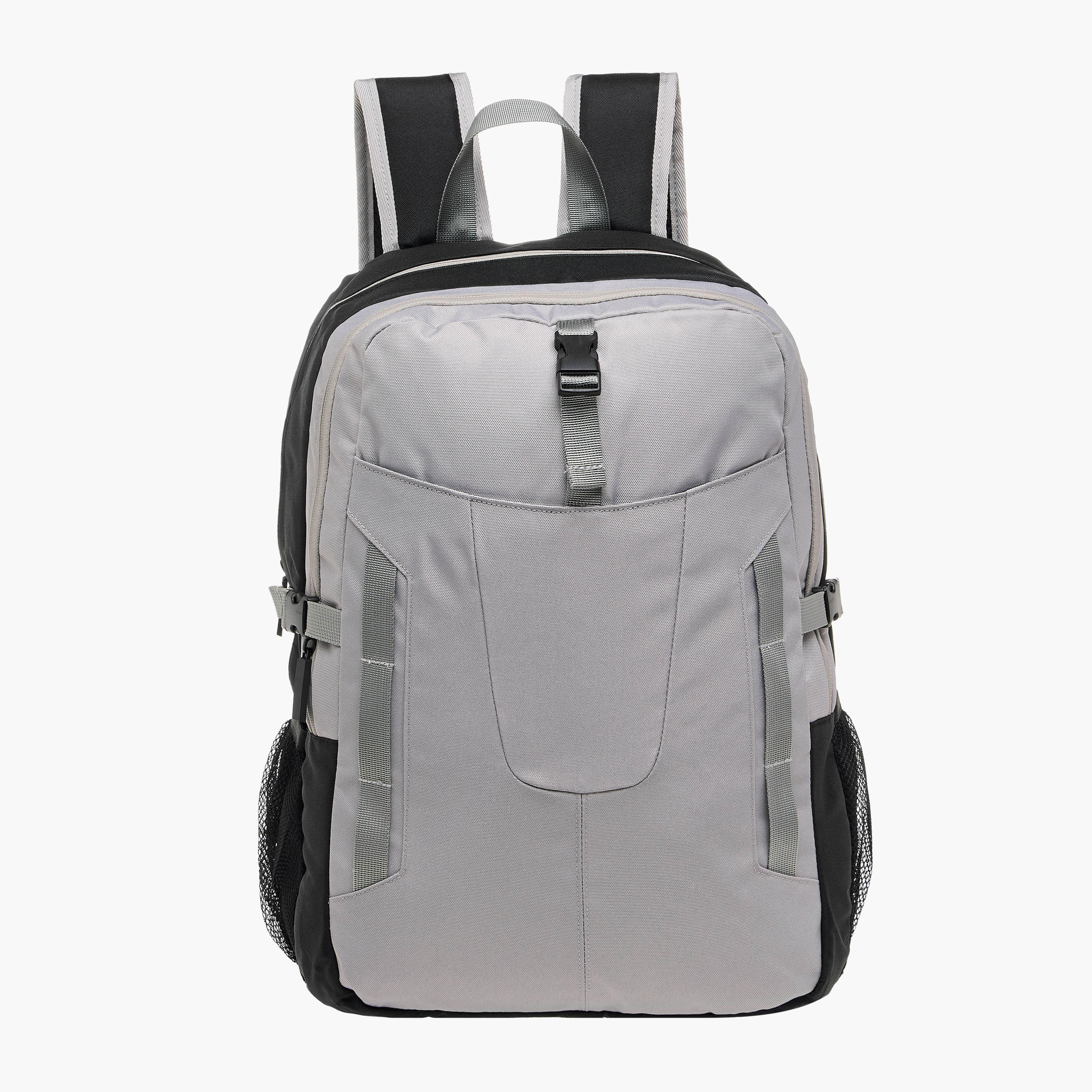 Panelled Backpack with Adjustable Straps and Zip Closure - 32x16x46 cm-men-bags-image-1