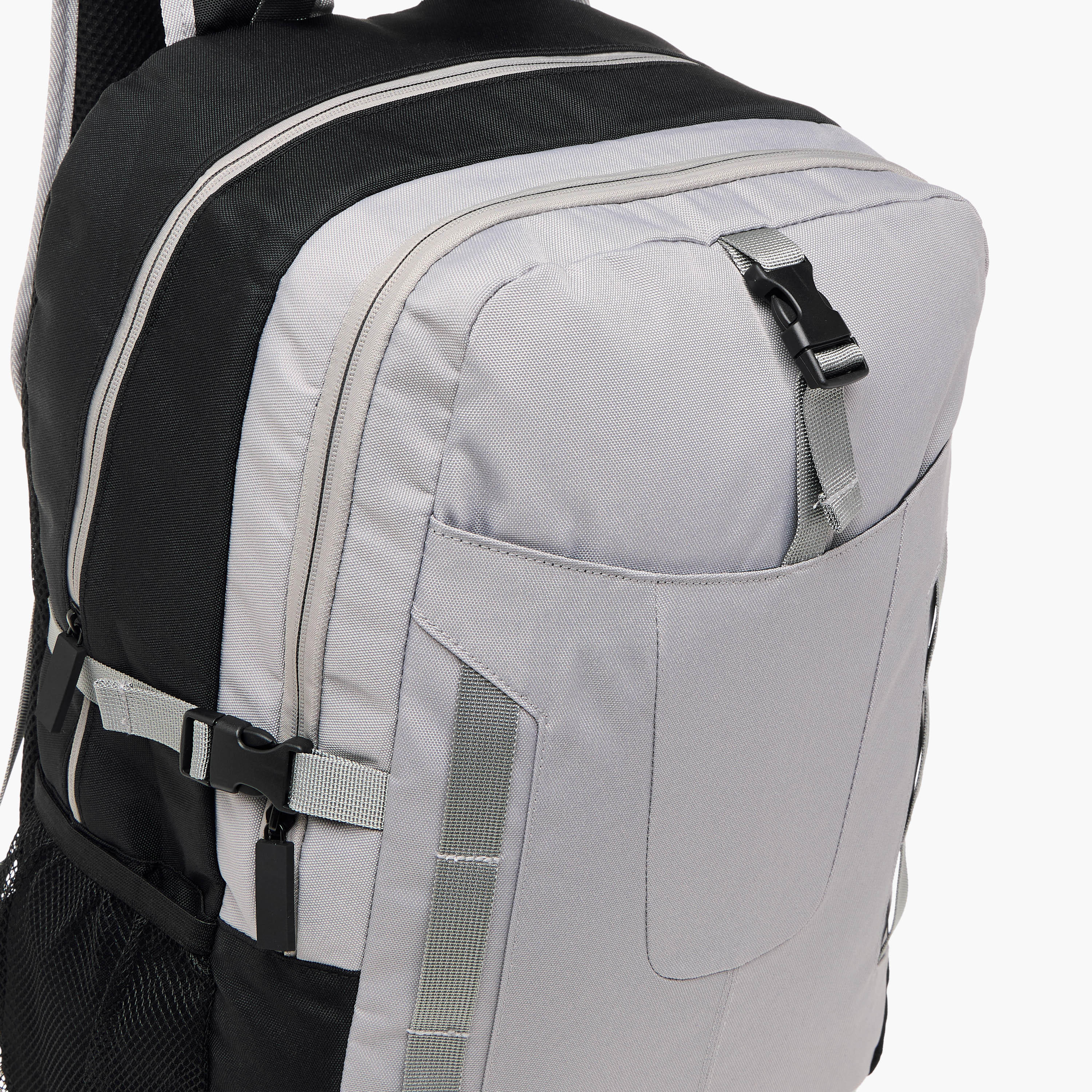 Panelled Backpack with Adjustable Straps and Zip Closure - 32x16x46 cm-men-bags-image-7