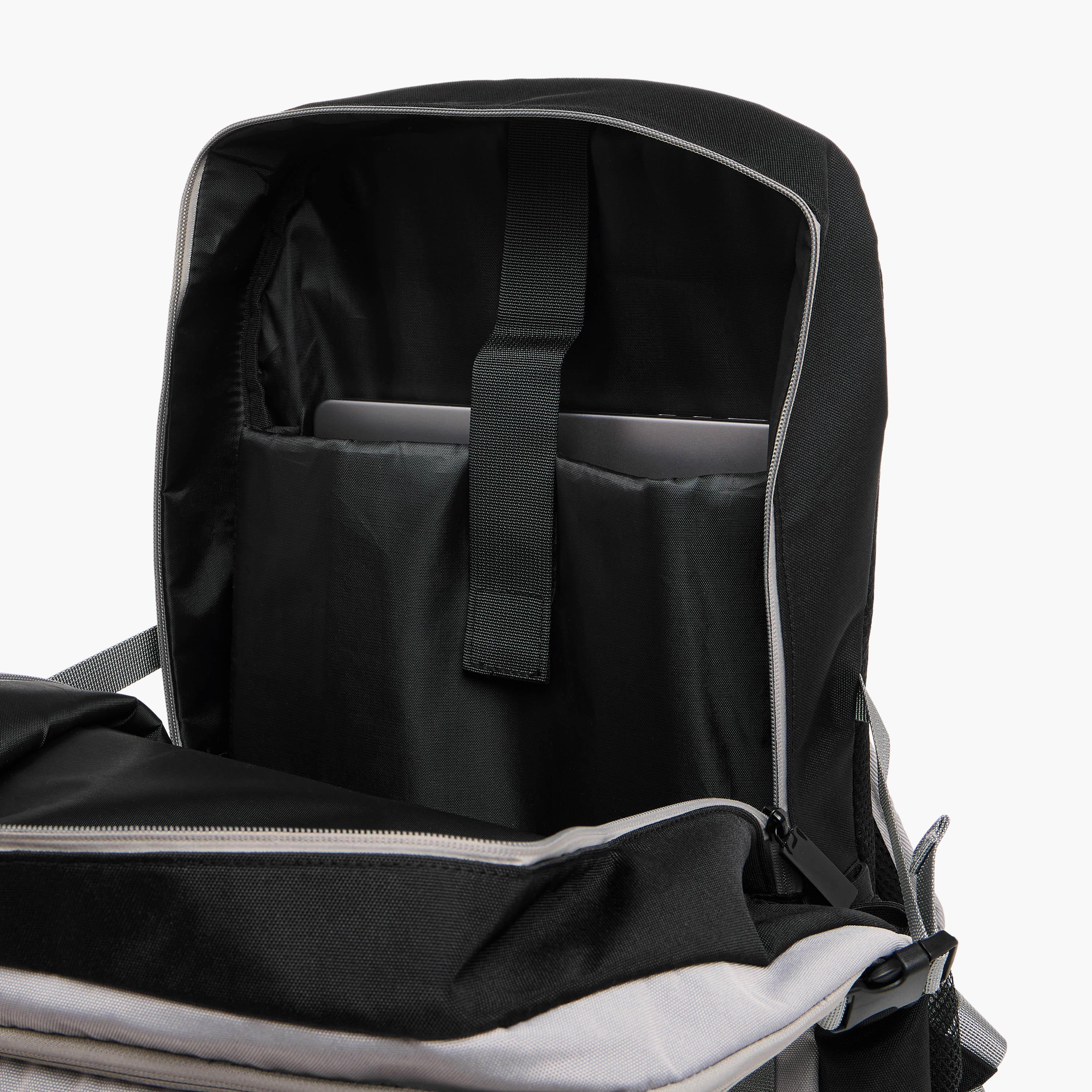 Panelled Backpack with Adjustable Straps and Zip Closure - 32x16x46 cm-men-bags-image-8