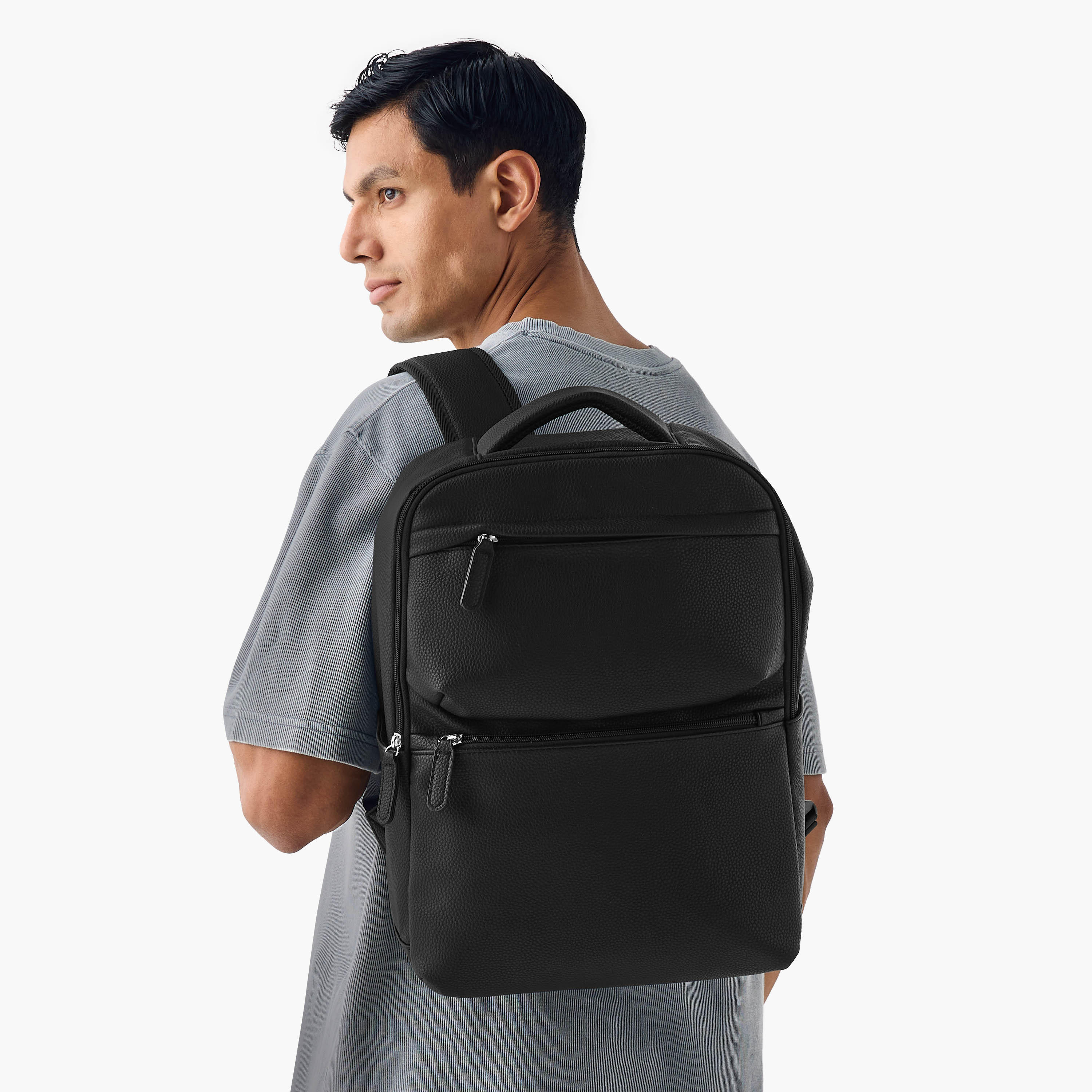 Textured Backpack with Adjustable Straps and Zip Closure - 31x15x44 cm-men-bags-image-2