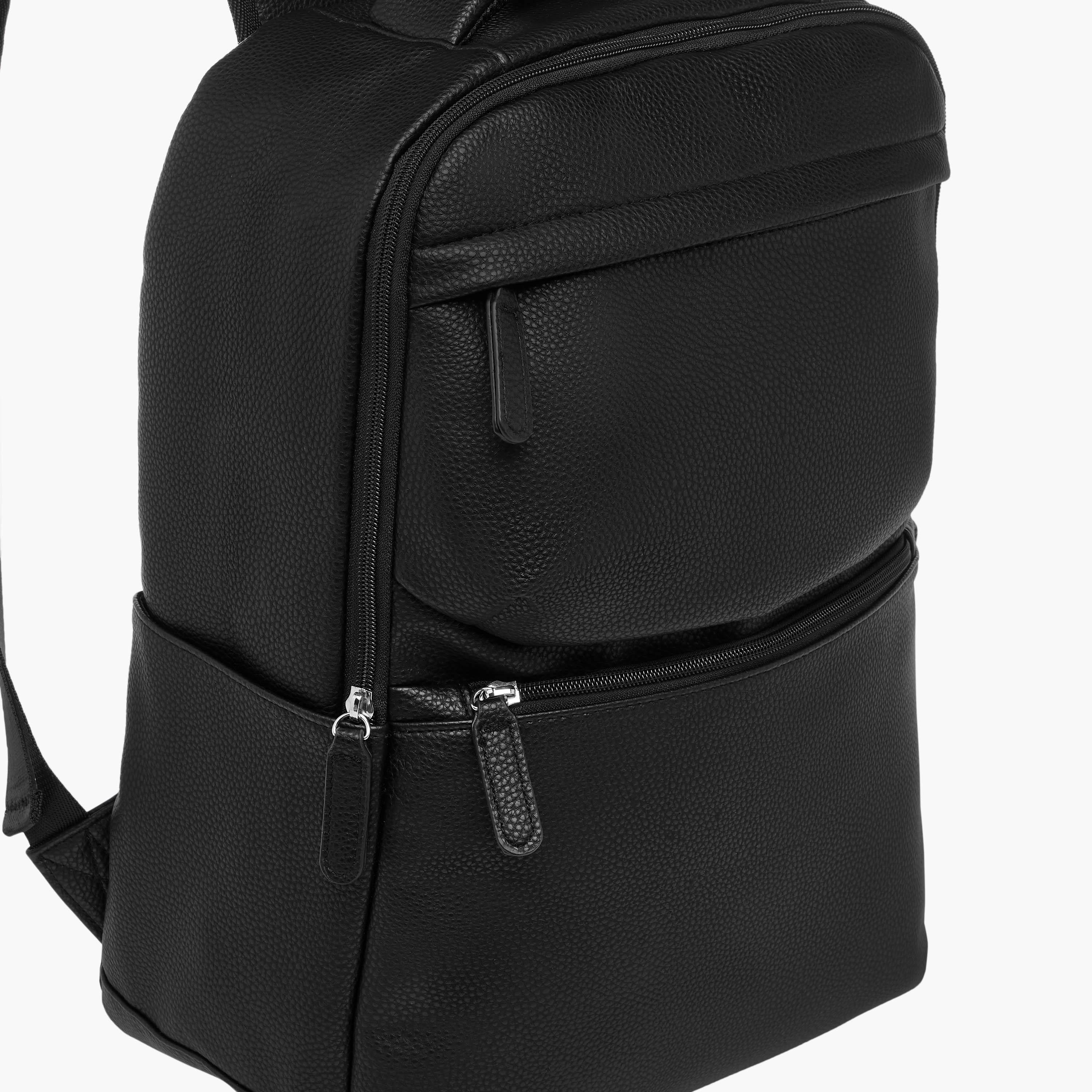 شنطة ظهر بارزة الملمس بأحزمة قابلة للتعديل وسحّاب إغلاق - 31x15x44 سم-men-bags-image-3