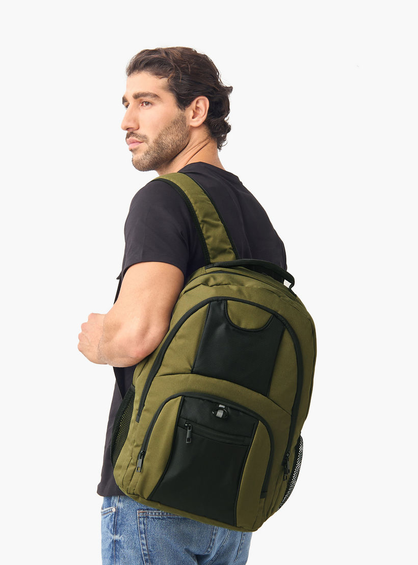 شنطة ظهر متعددة الجيوب بحزام كتف قابل للتعديل وسحّاب إغلاق - 33x16x46 سم-men-bags-image-8